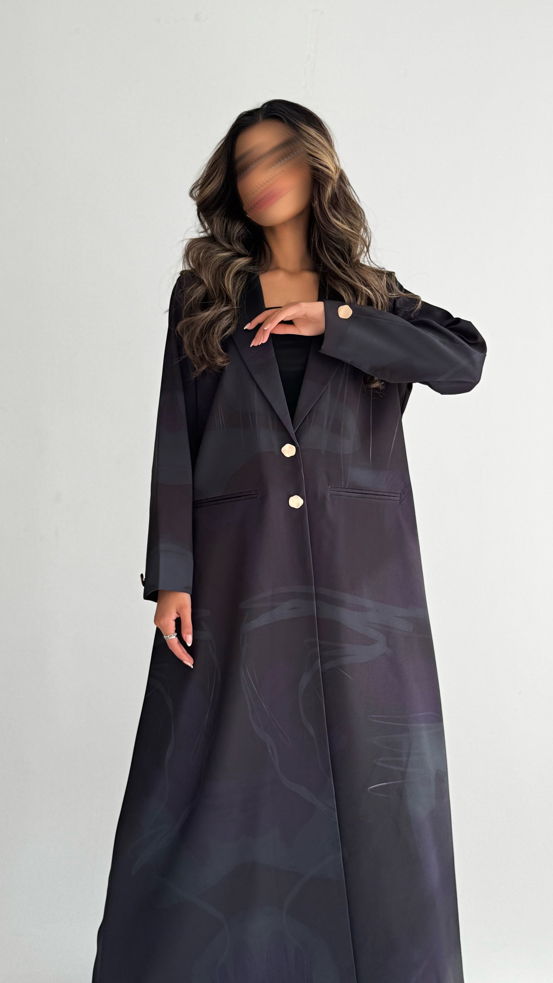 MWT836 - عباية بليزر طباعة | Printed Blazer Abaya - Aya