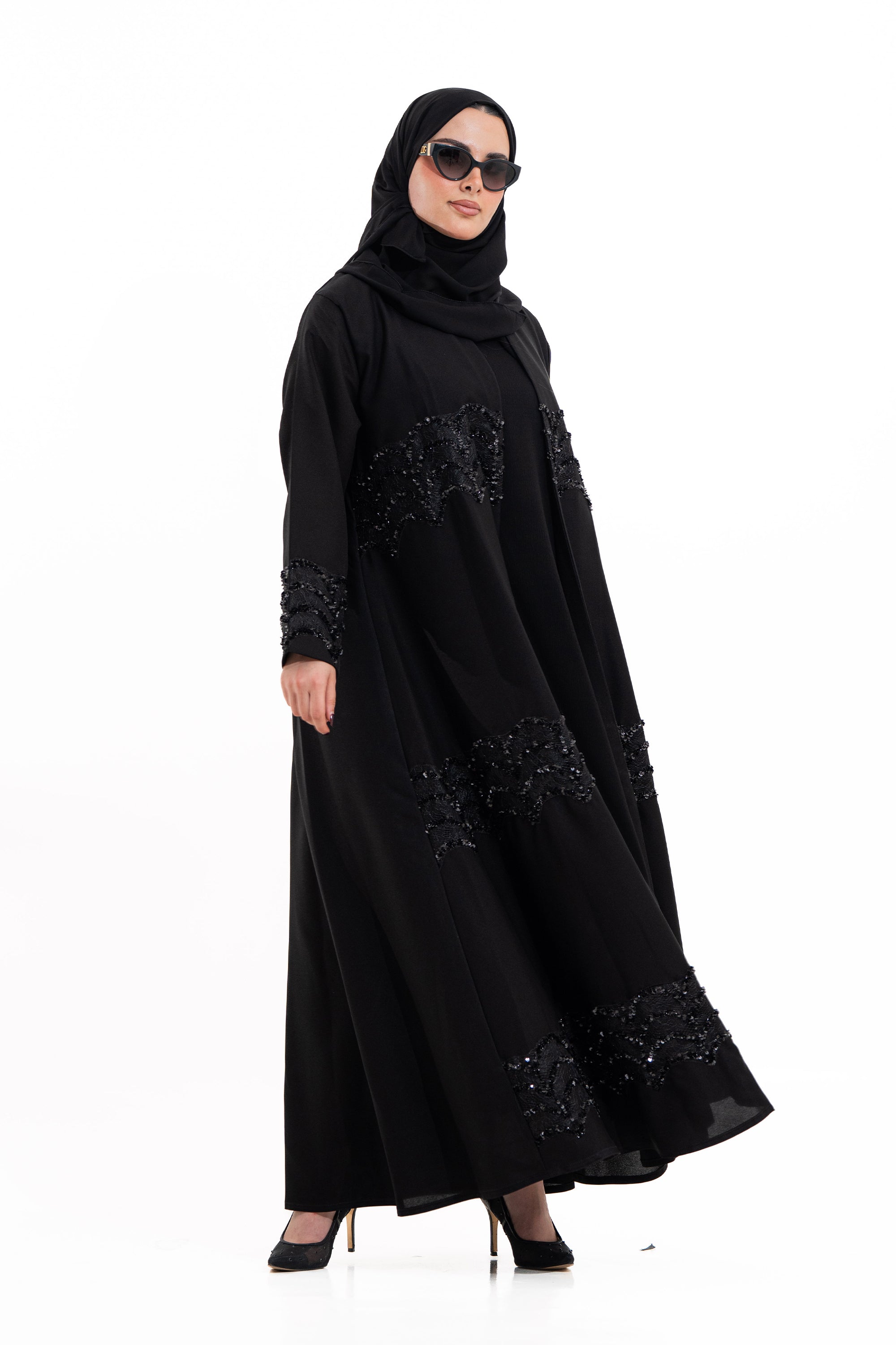 MWT4269 - عباية بيان بتل كرستال اسود - Aya