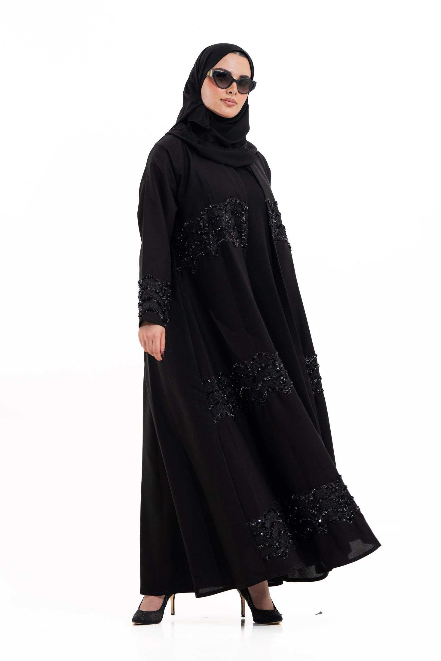 MWT4269 - عباية بيان بتل كرستال اسود - Aya