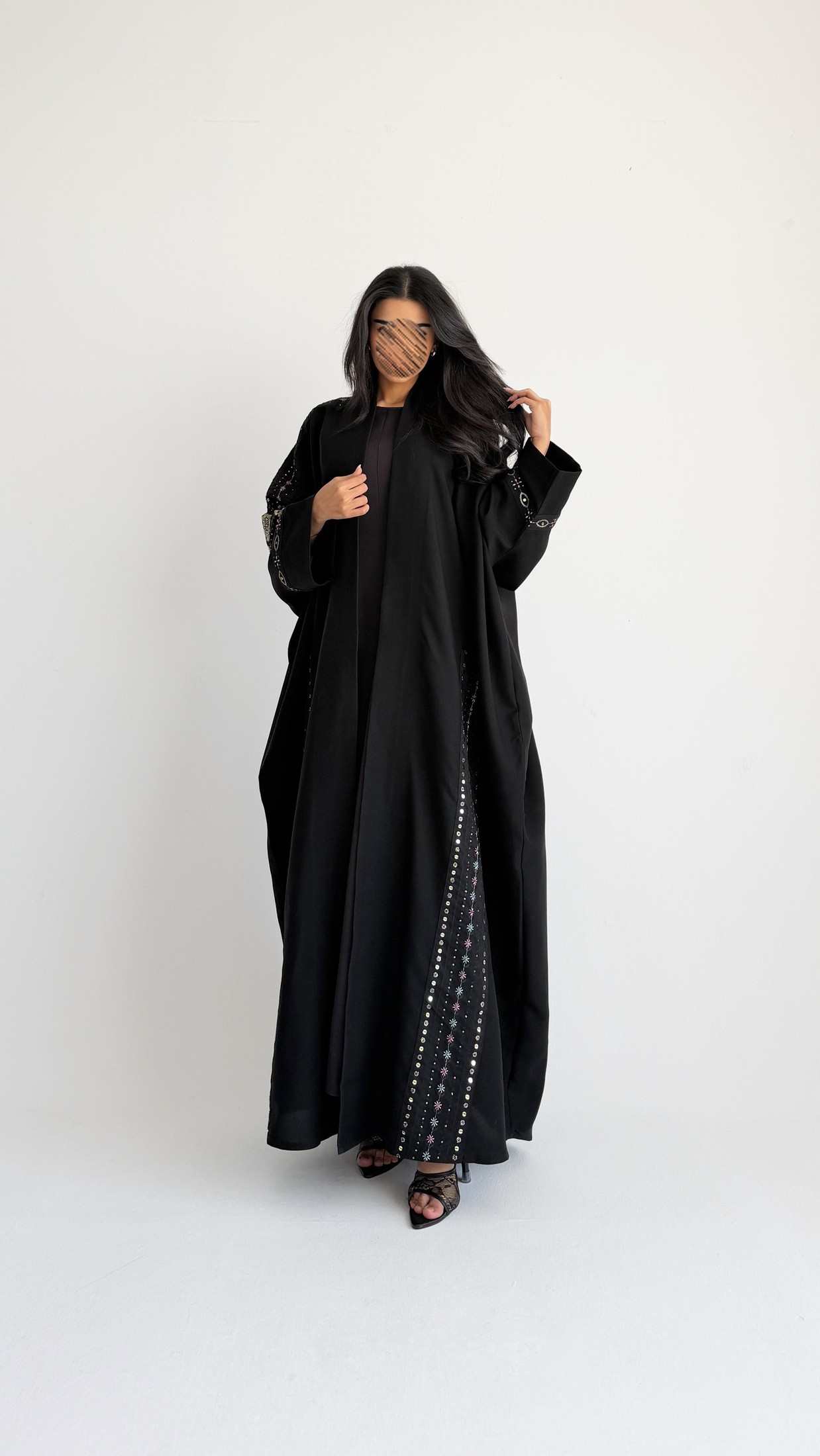 MWT1353 عباية كريب بتدخيلة ركامه - Aya