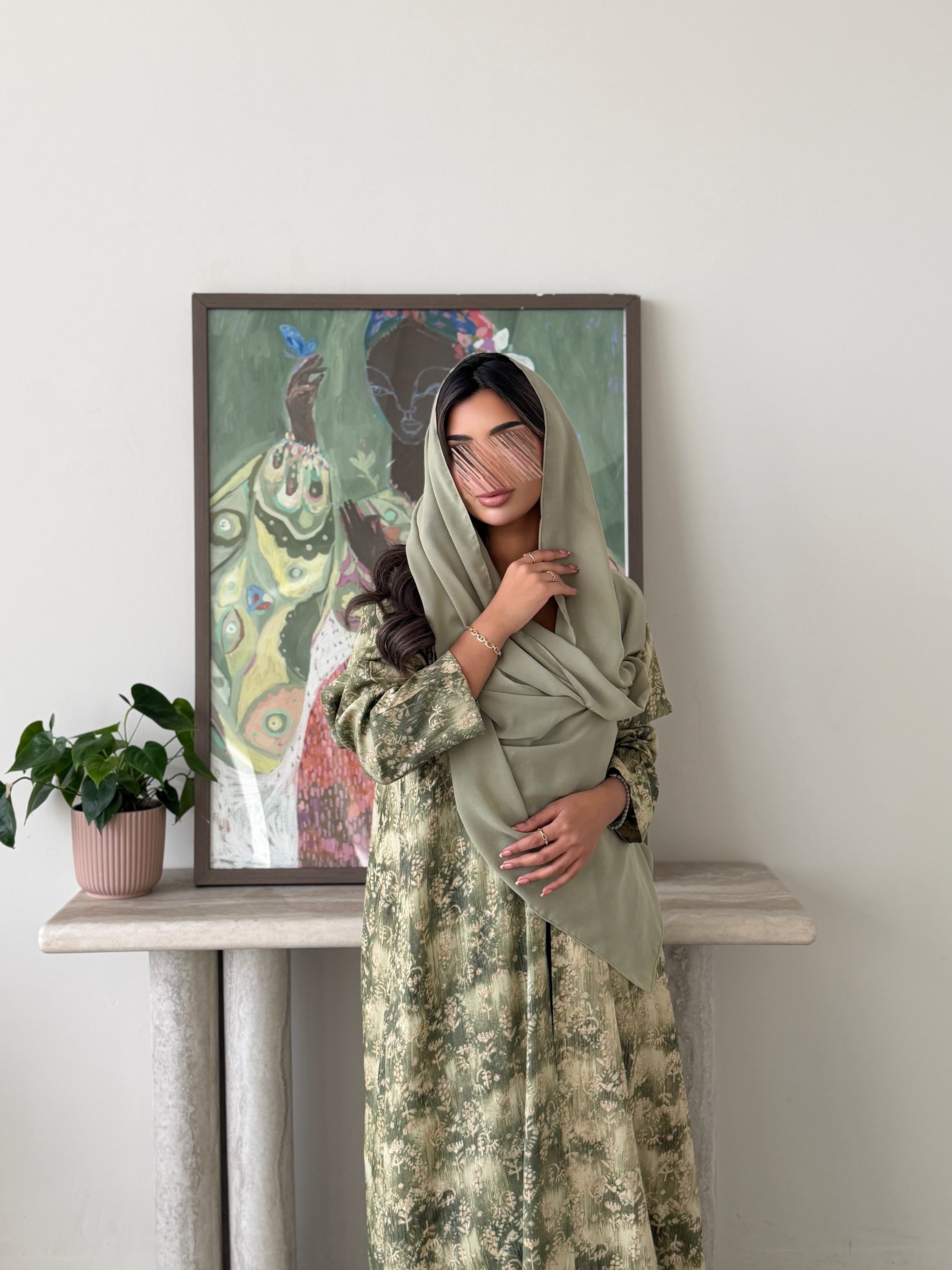 MWT772 - عباية خضرا مموجه - Aya