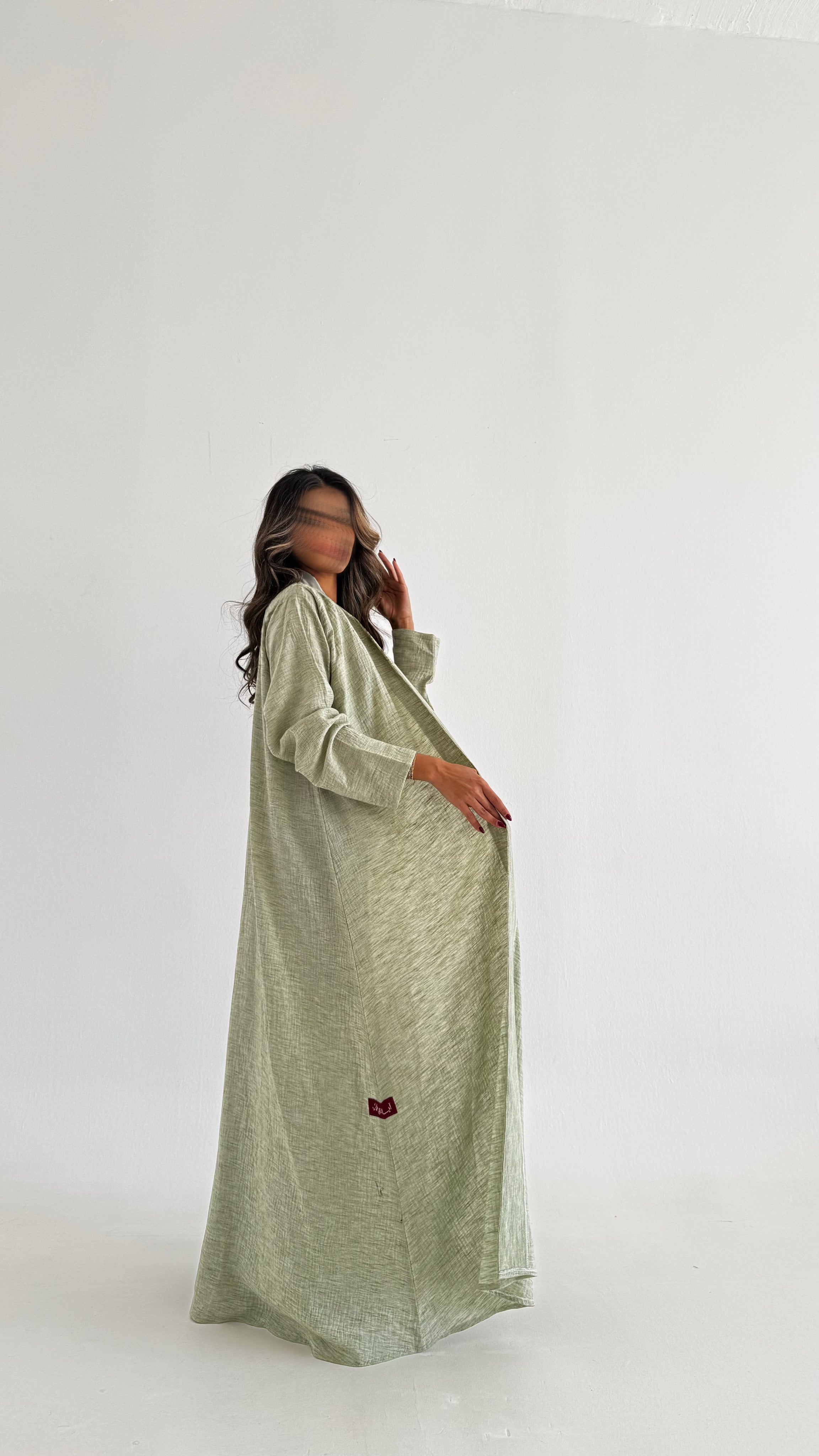 MWT529 - عباية أخضر فاتح لنن - Aya
