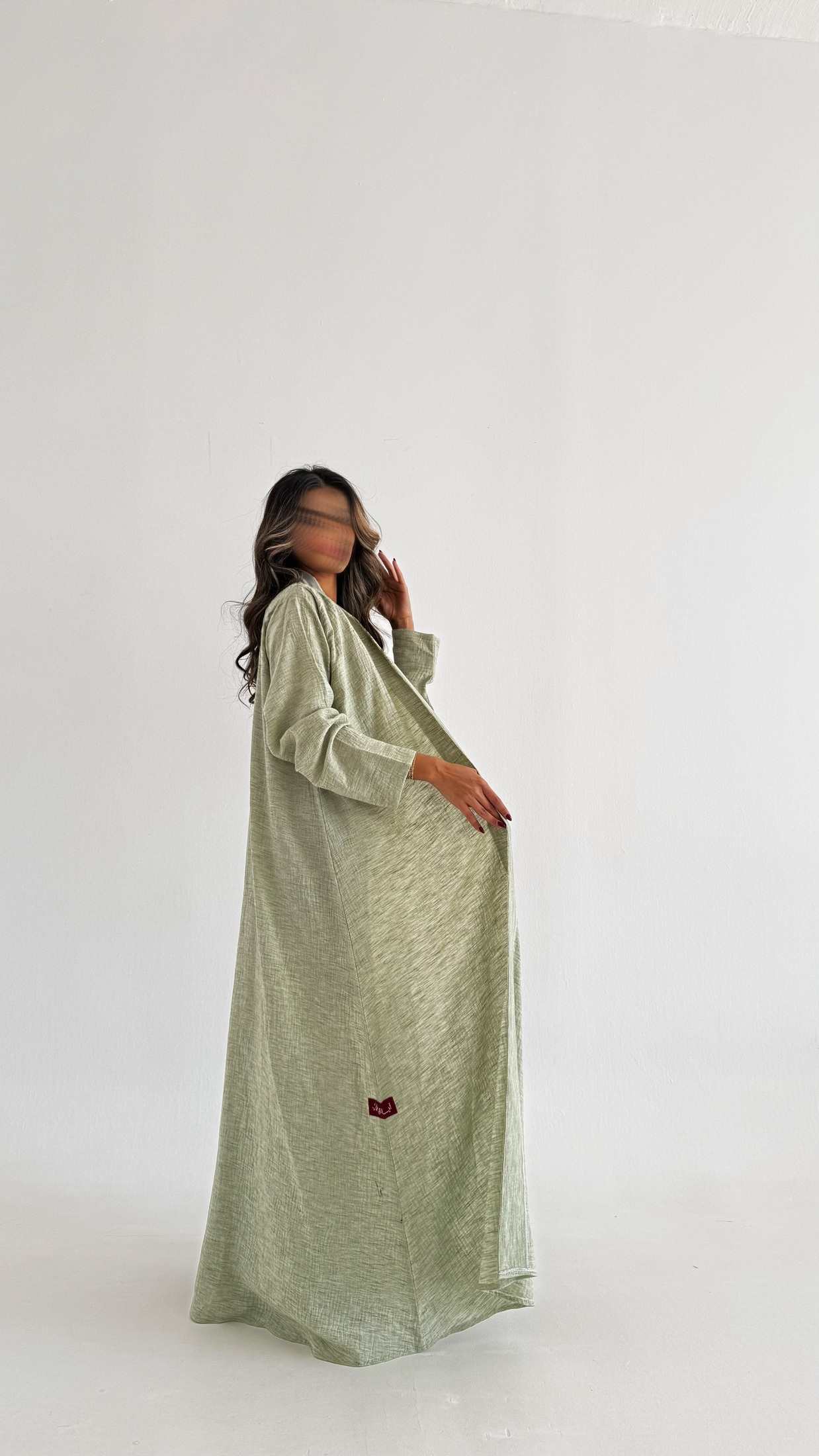 MWT529 - عباية أخضر فاتح لنن - Aya