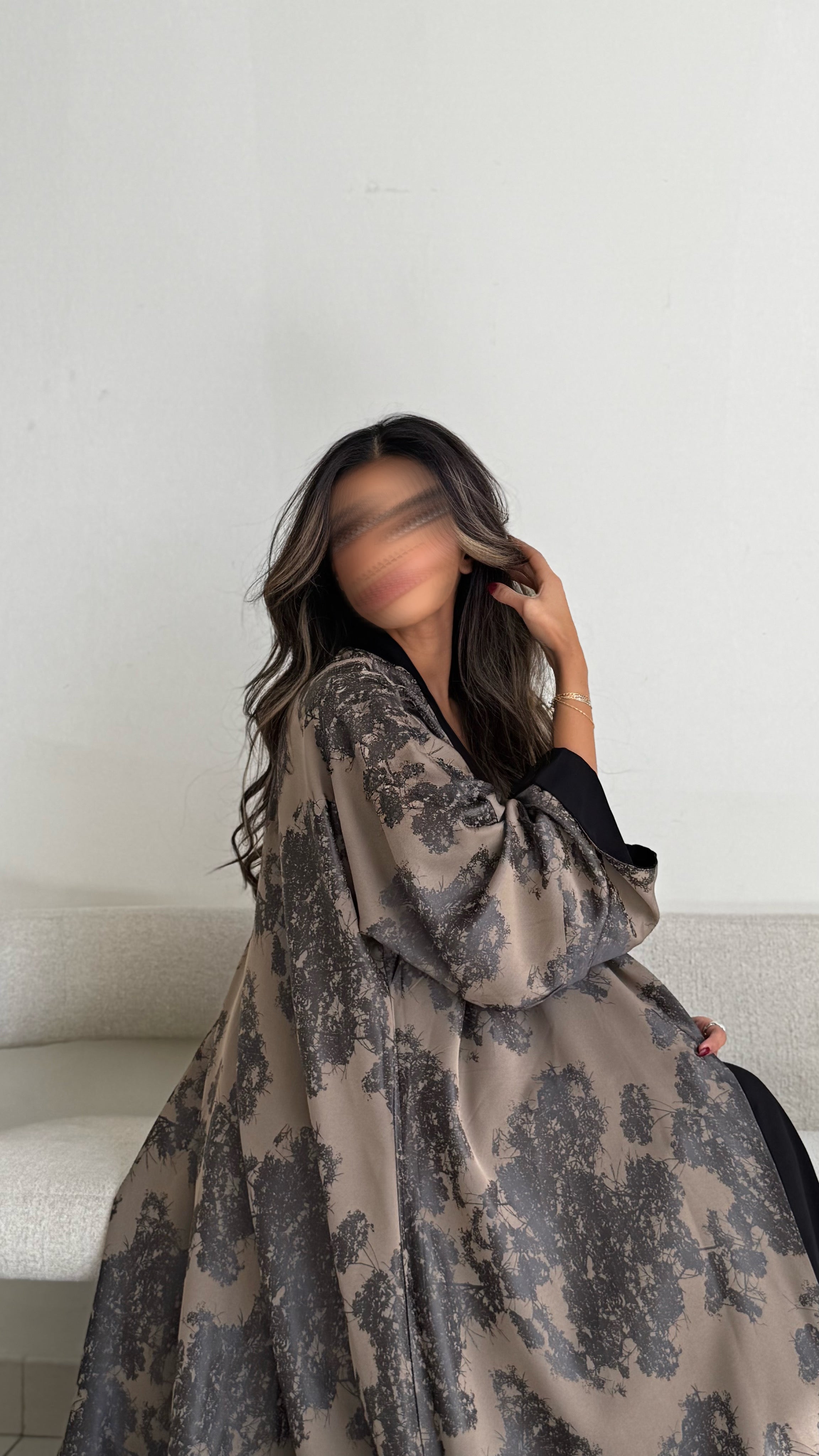 MWT392 - عباية اسود دبل فيس جاكار بيج - Aya