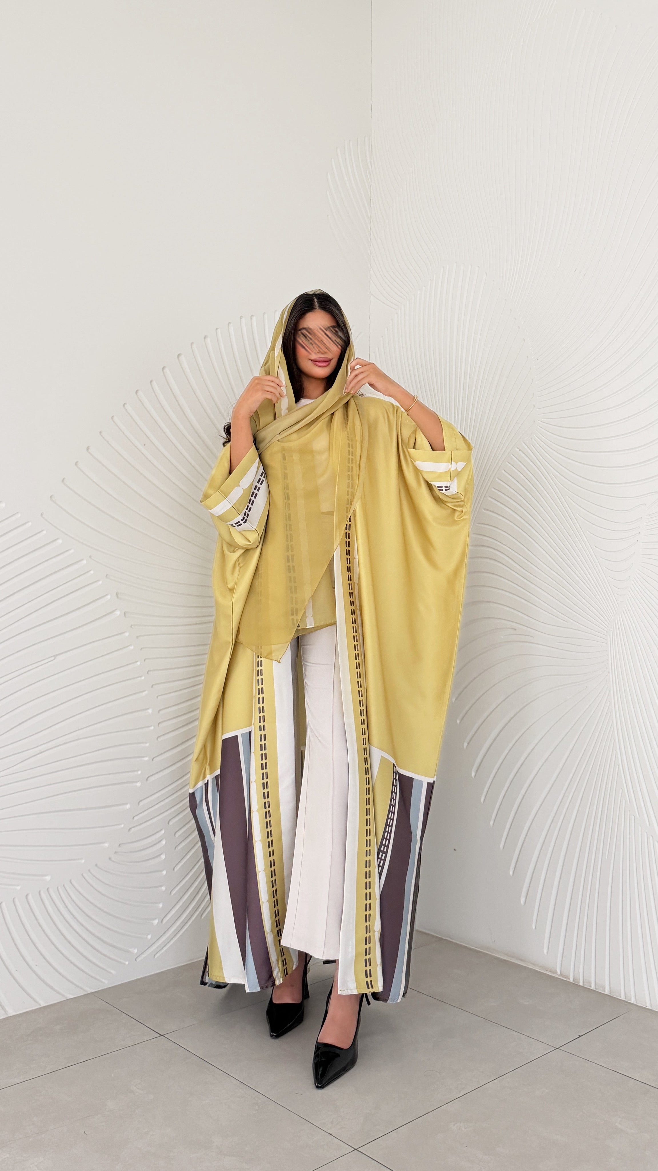 MWT1202 - عباية مخطط ملون |Colorful striped abaya