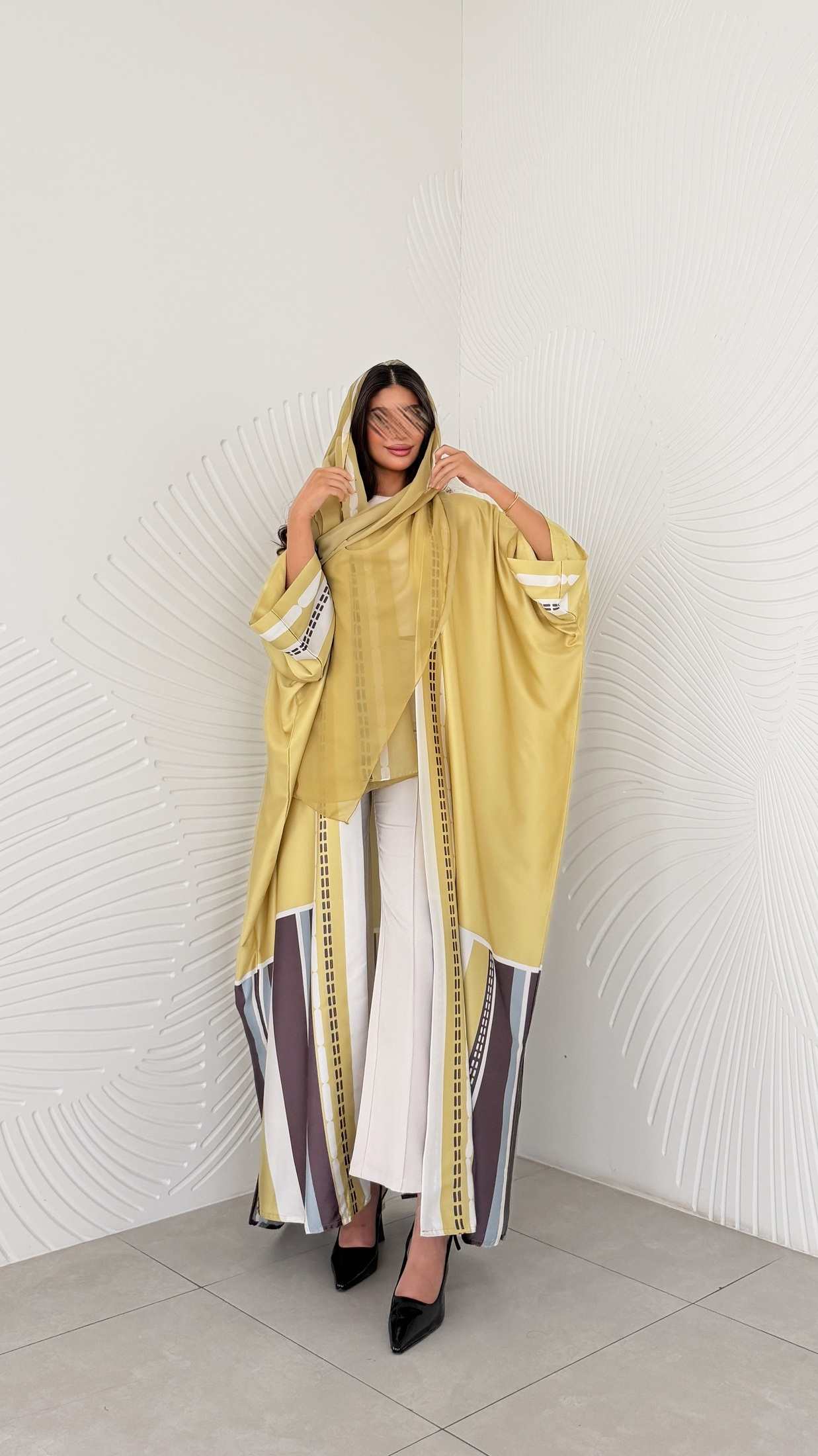 MWT1202 - عباية مخطط ملون |Colorful striped abaya