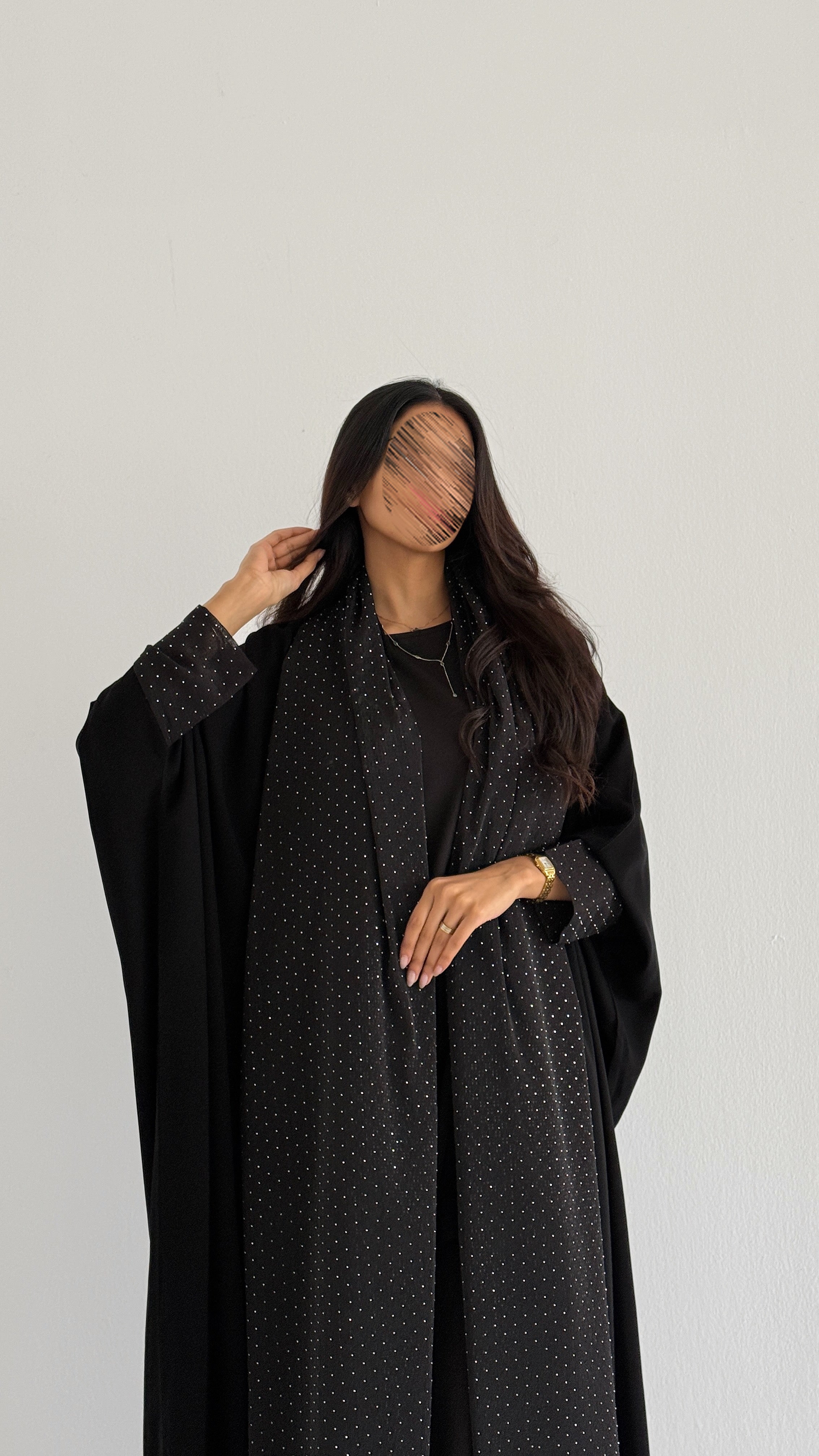 MWT1167 - عباية بتدخيلة شيفون لمعة - Aya