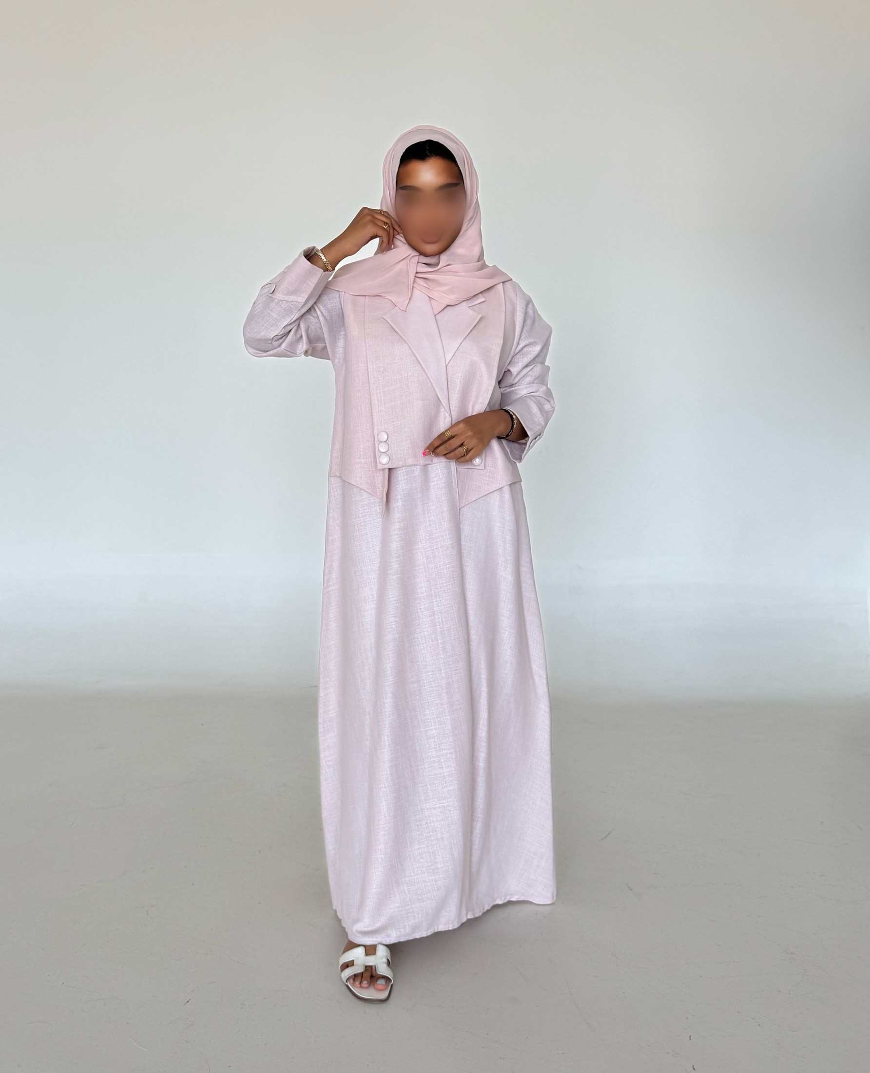 MW1542 - عباية لنن بيبي بنك صيفية - Aya