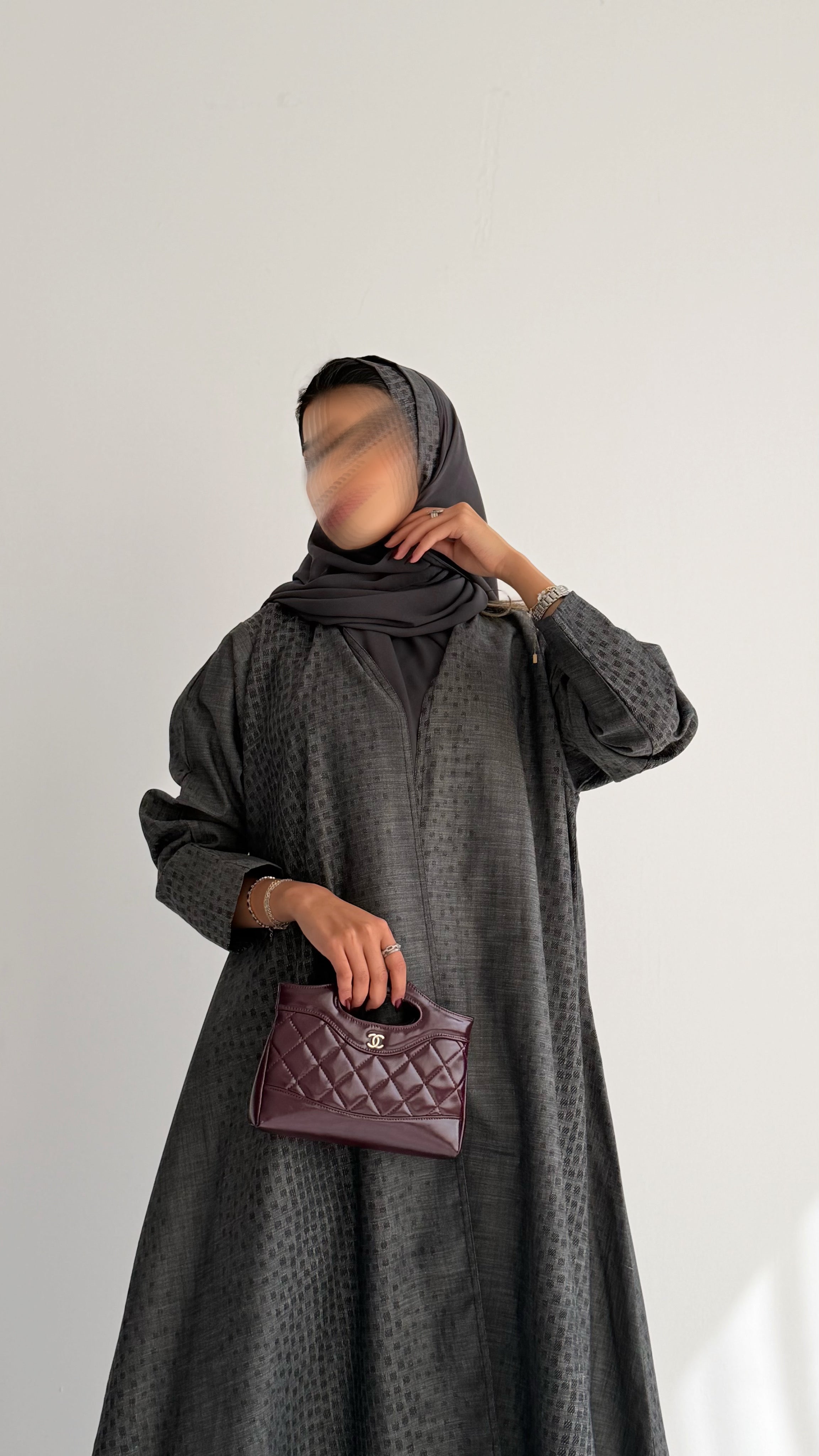MWT714 - Dark grey linen abaya | عباية لنن - Aya