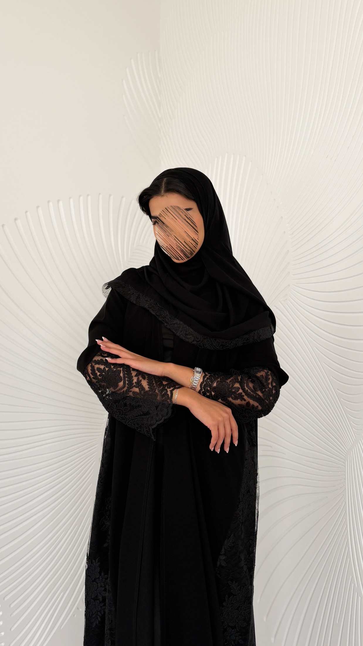 MW2180 - عبايه شيفون بطباعه حصريه نص كلوش - Aya