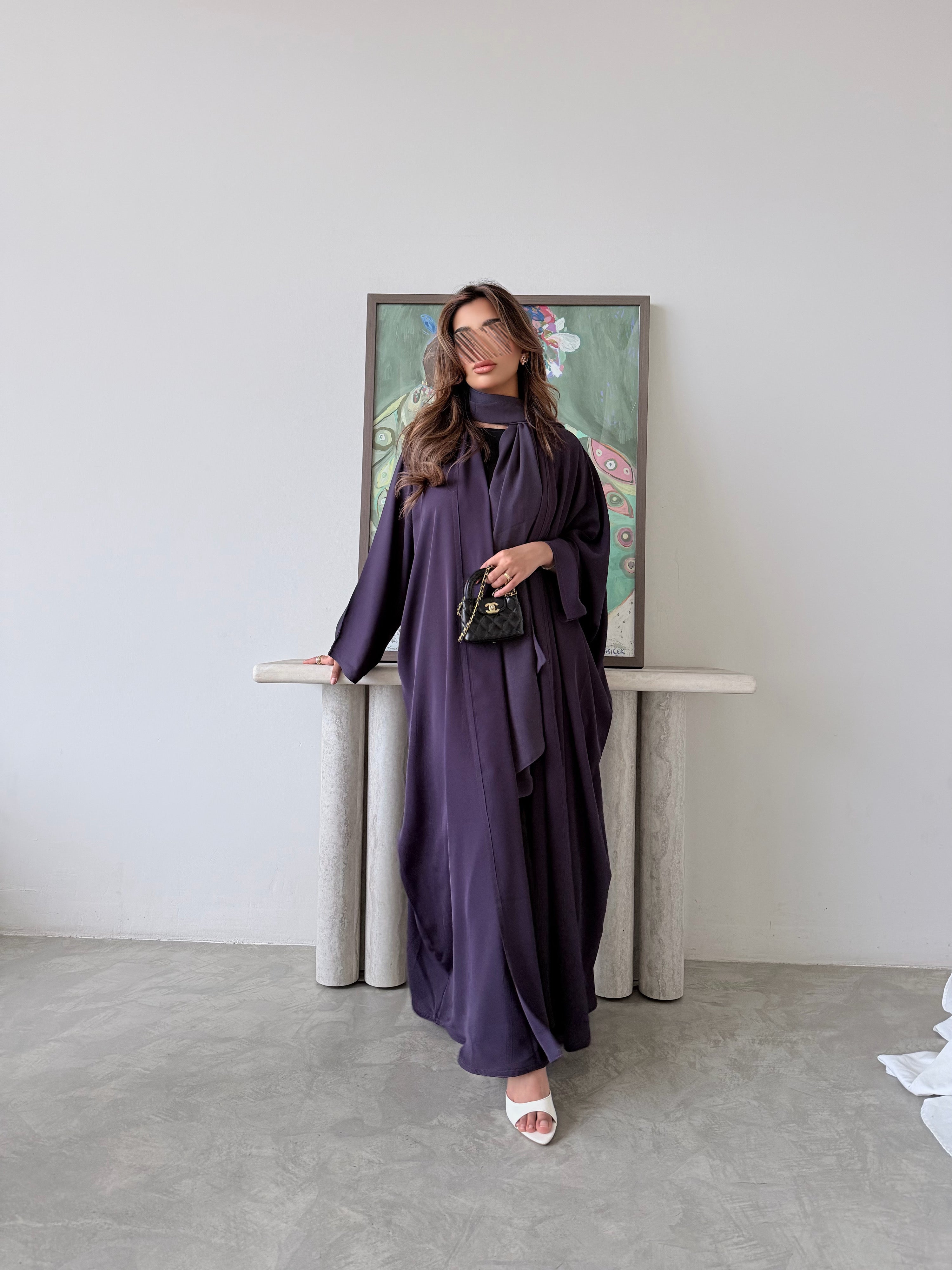 MWT5050 - كريب بنفسجي ساده قصة نص بشت - Aya