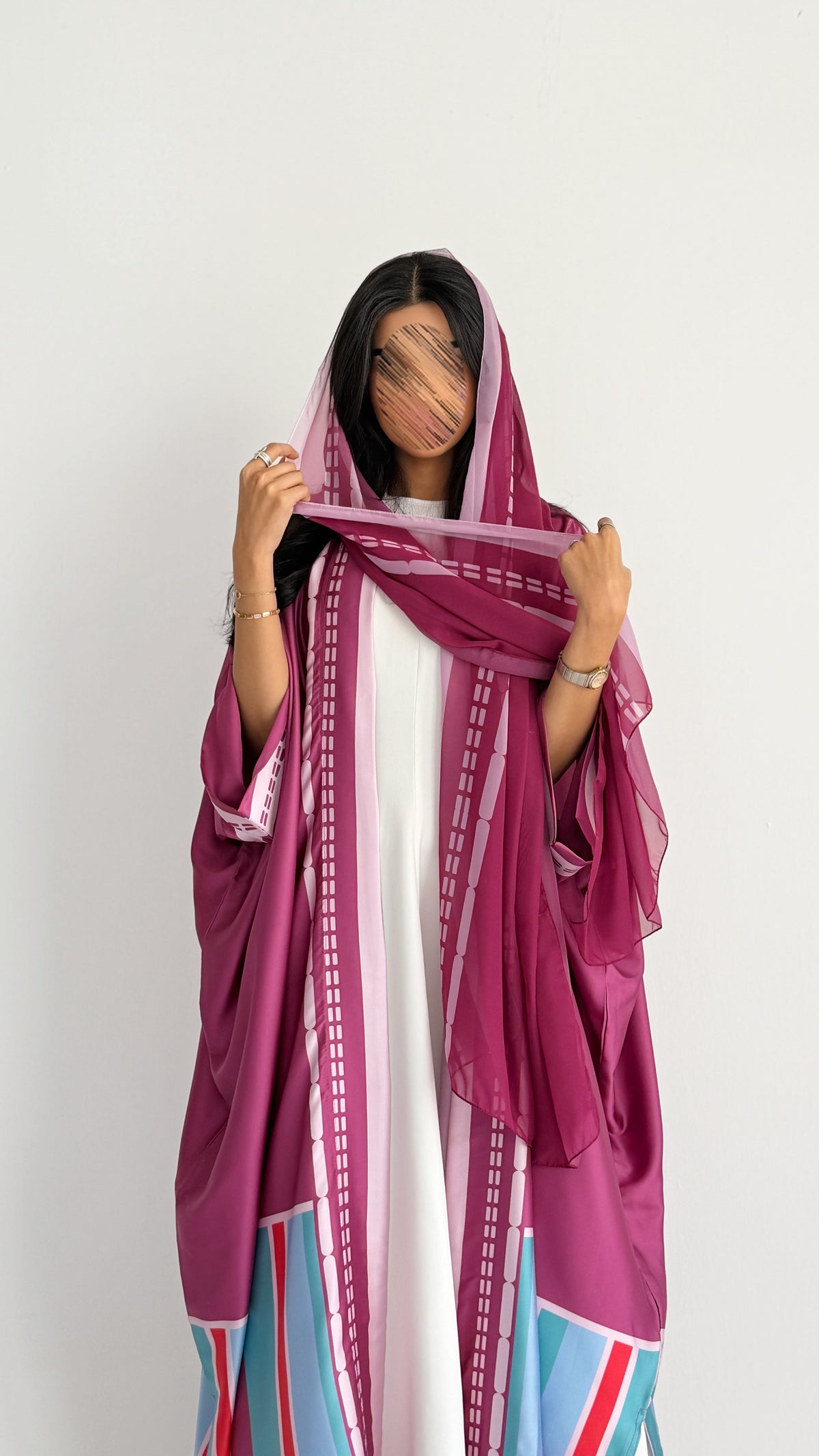 MWT1201 - عباية مخطط ملون |Colorful striped abaya - Aya
