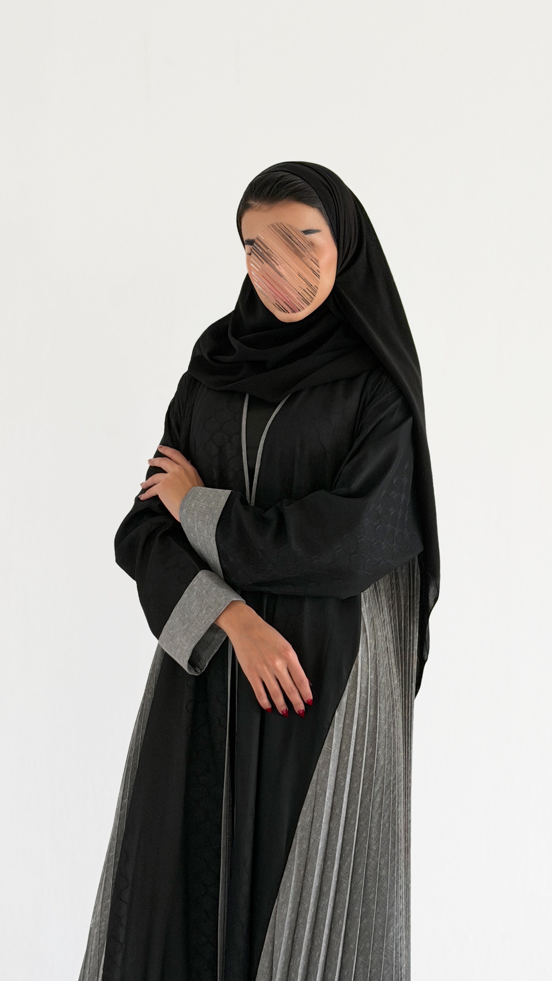 MW2071 - عباية كلوش مع اضافة شيكون مكسر في الجوانب - Aya