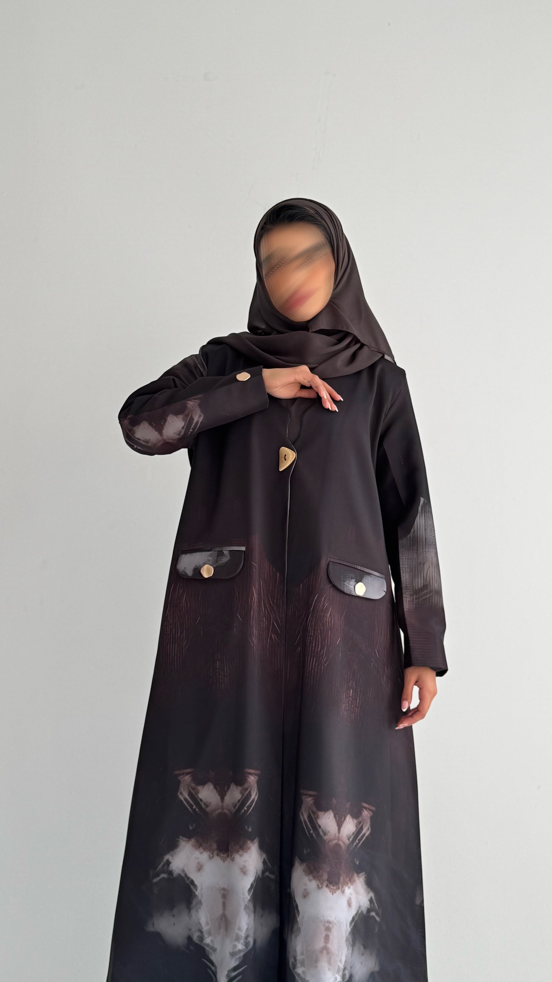 MWT839 - عباية بليزر طباعة | Printed Blazer Abaya - Aya