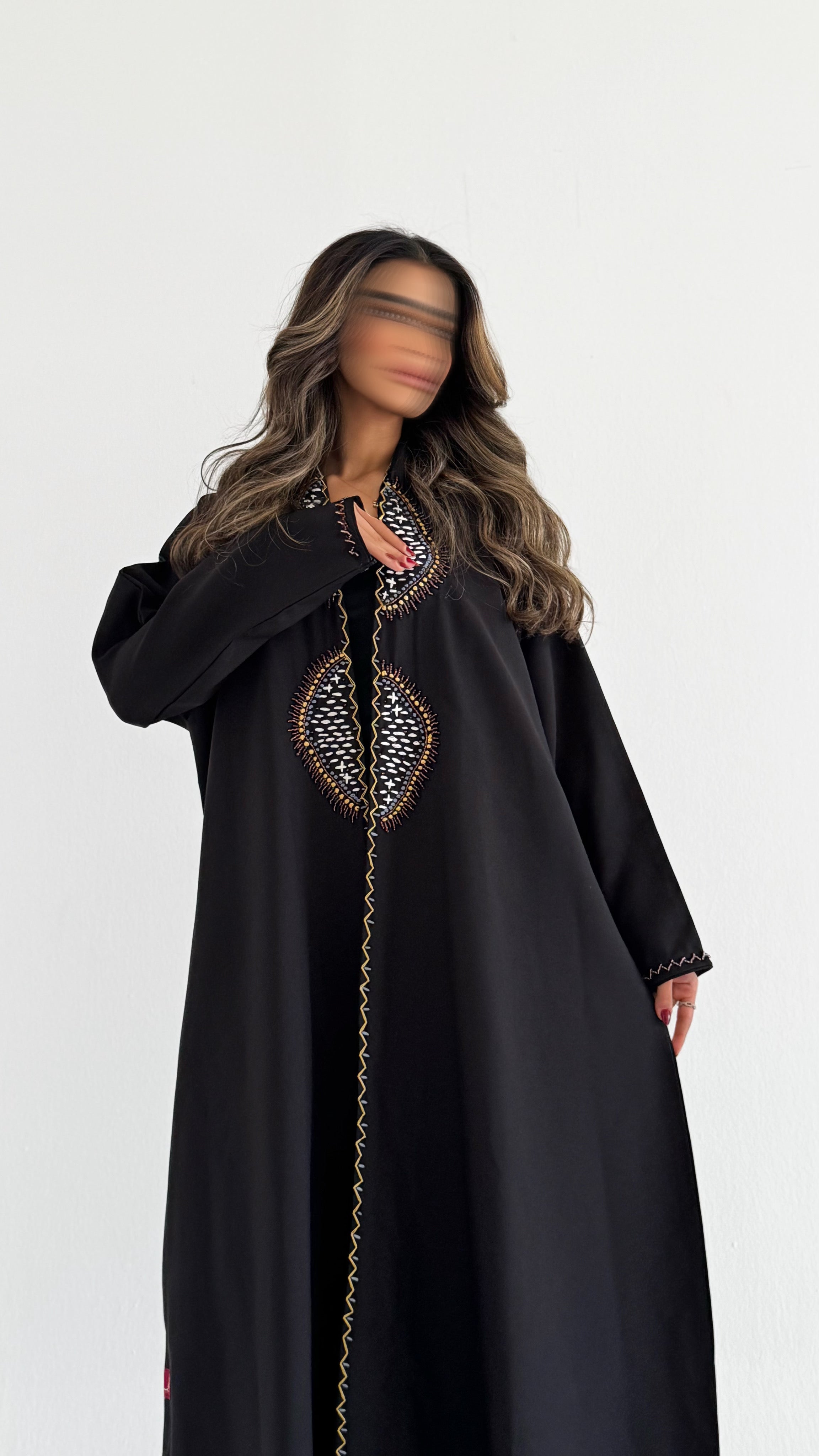 MWT637 - عباية اسود تطريز وشك - Aya
