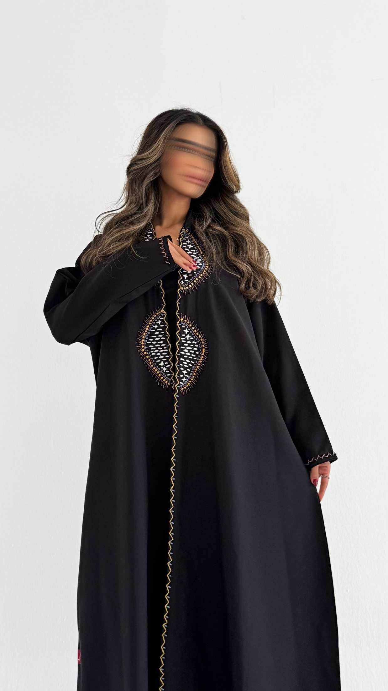 MWT637 - عباية اسود تطريز وشك - Aya