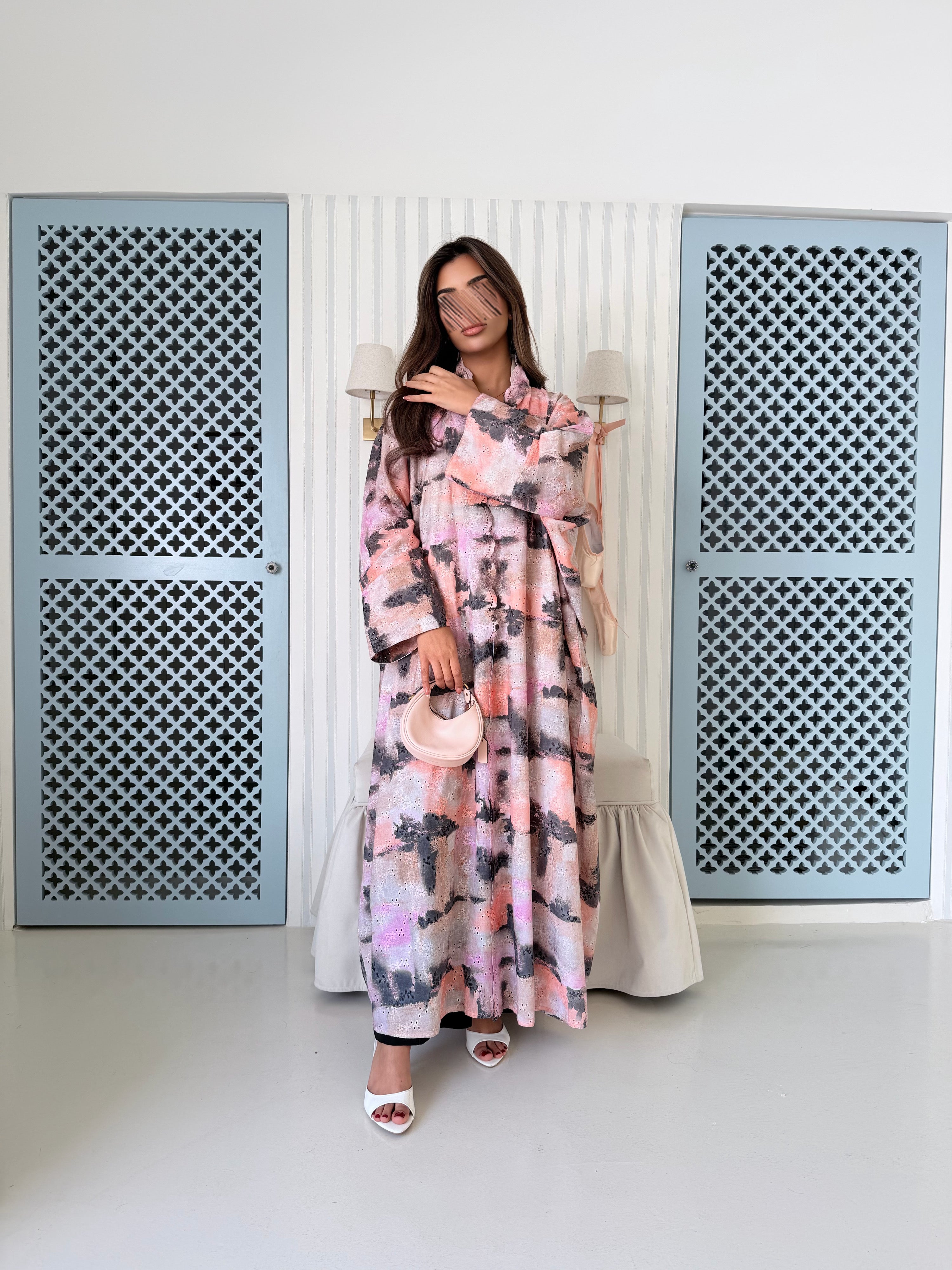 MWT5011 - عباية ركامه مشجر طباعة ربع كلوش - Aya