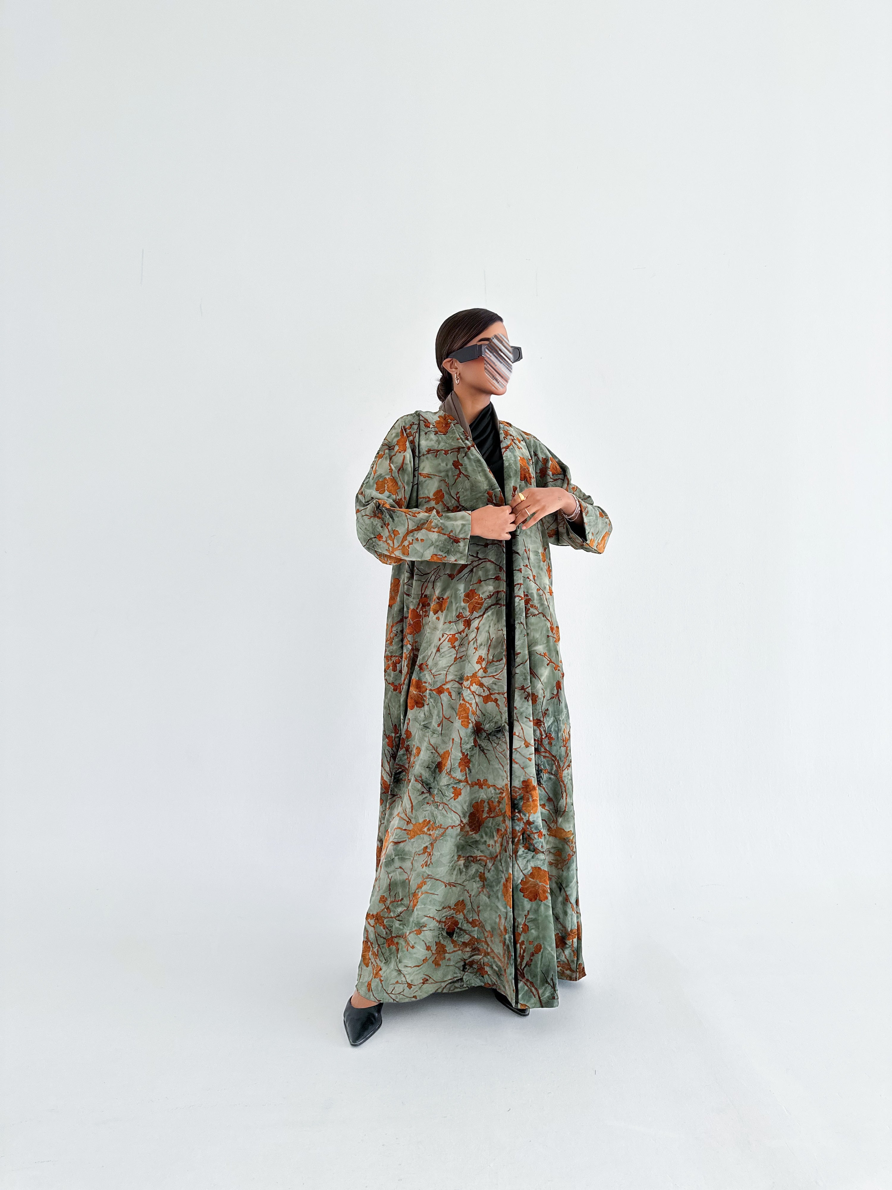 MWT610 - عبايه تولين اخضر - Aya