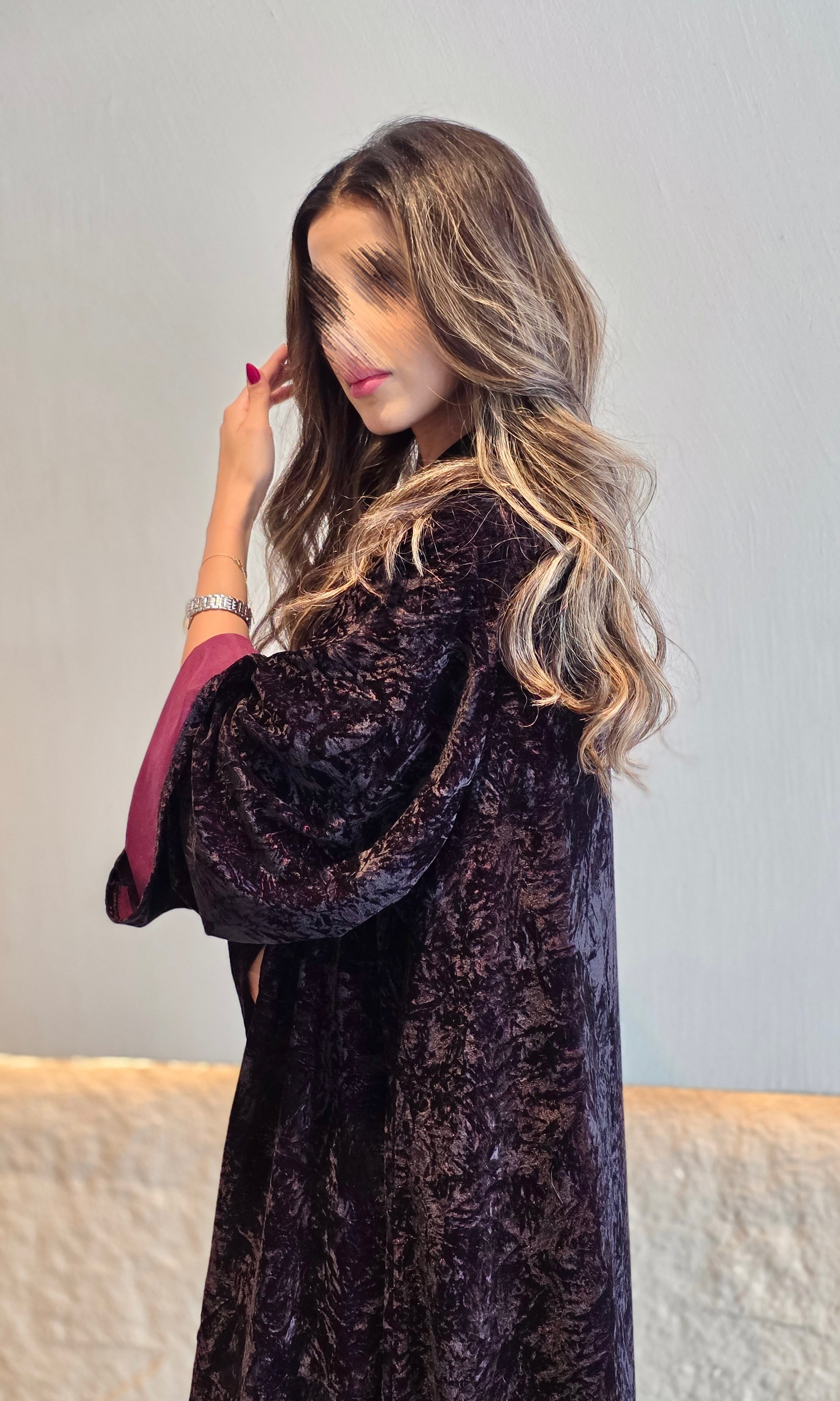 MW1771 - عباية مخمل مشجرة - Aya