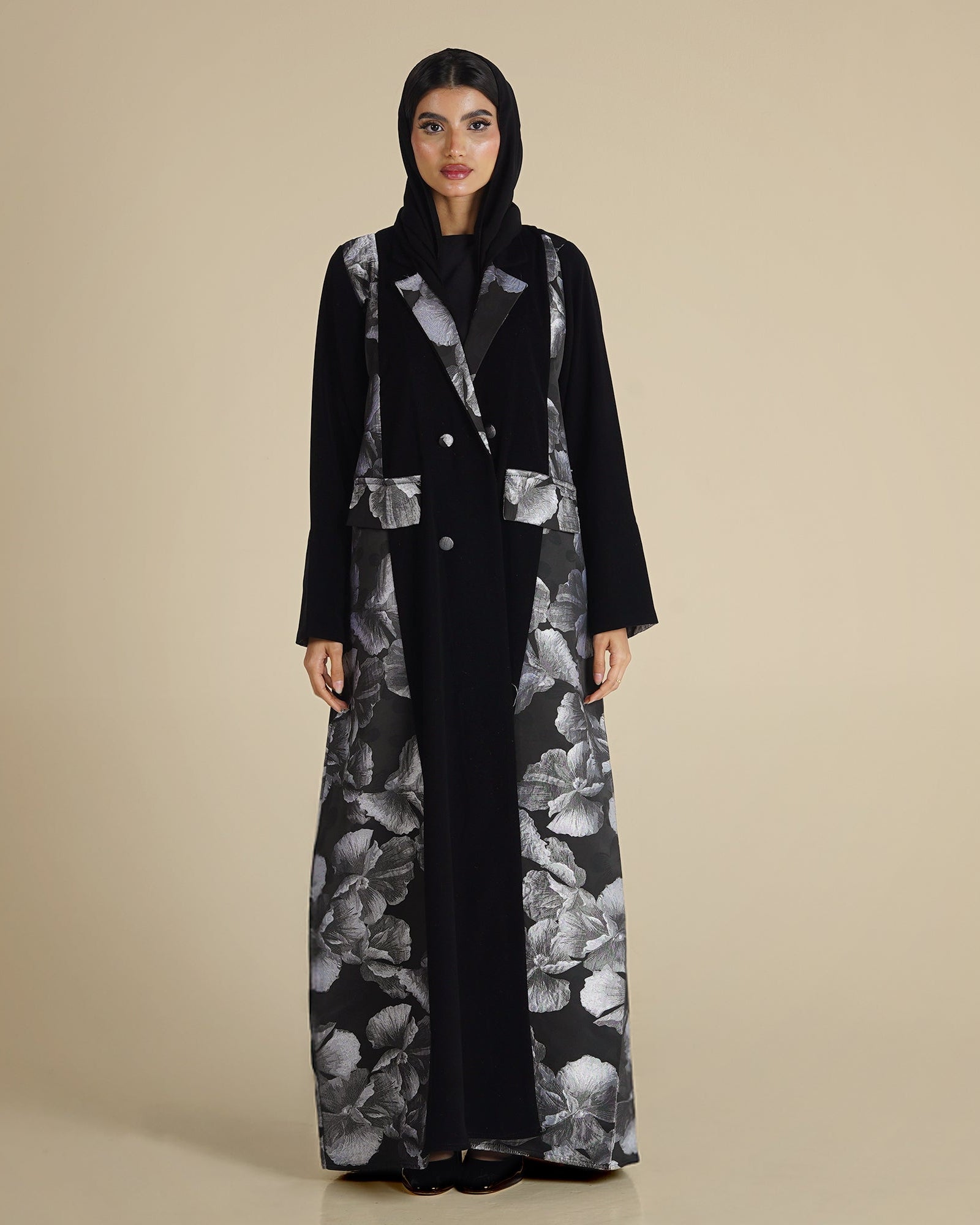 MW1261 - عباية بليزر مع جاكار مورد - Aya