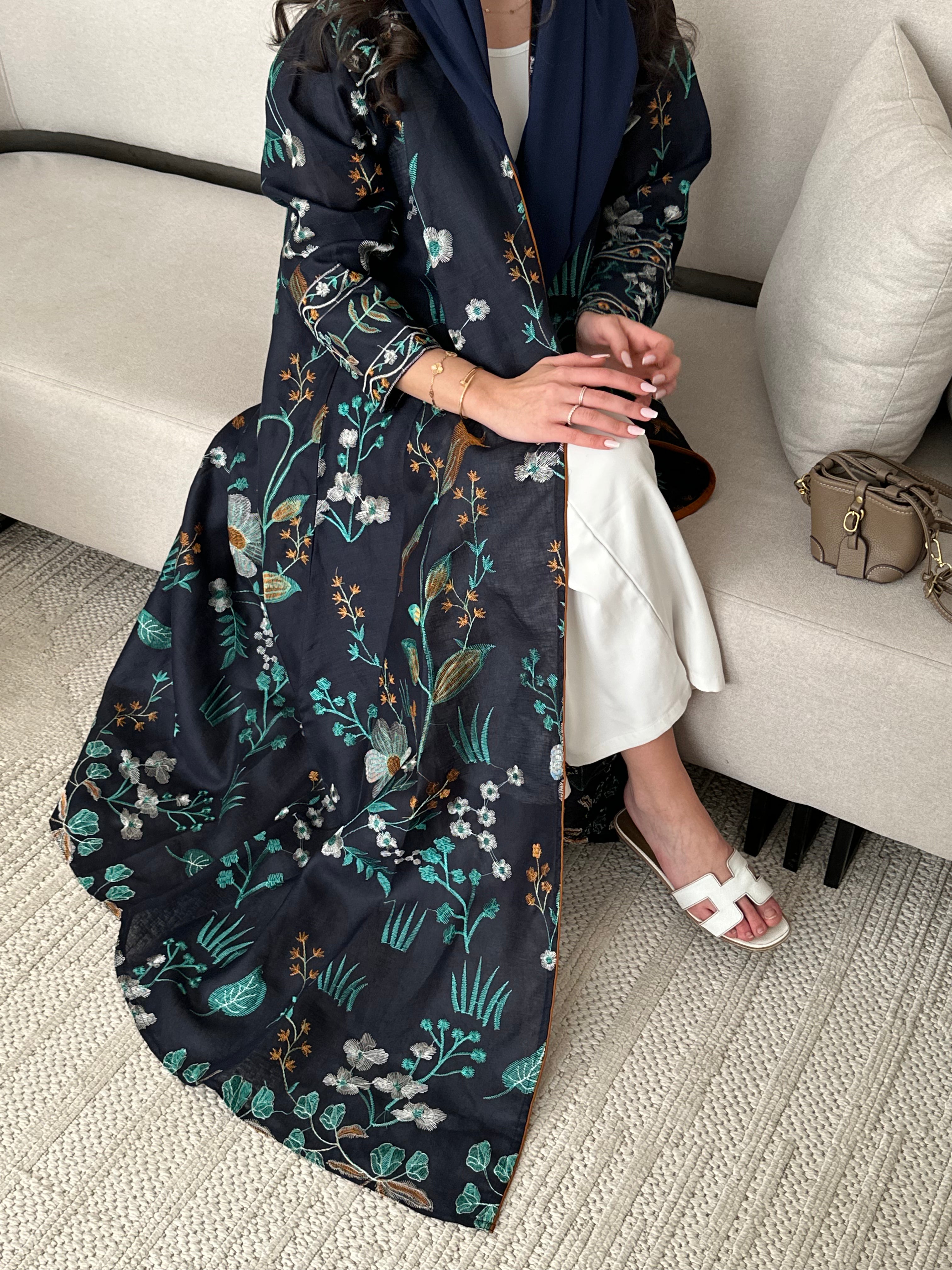 MW9261 - لنن هندي مطرز نص كلوش - موسم