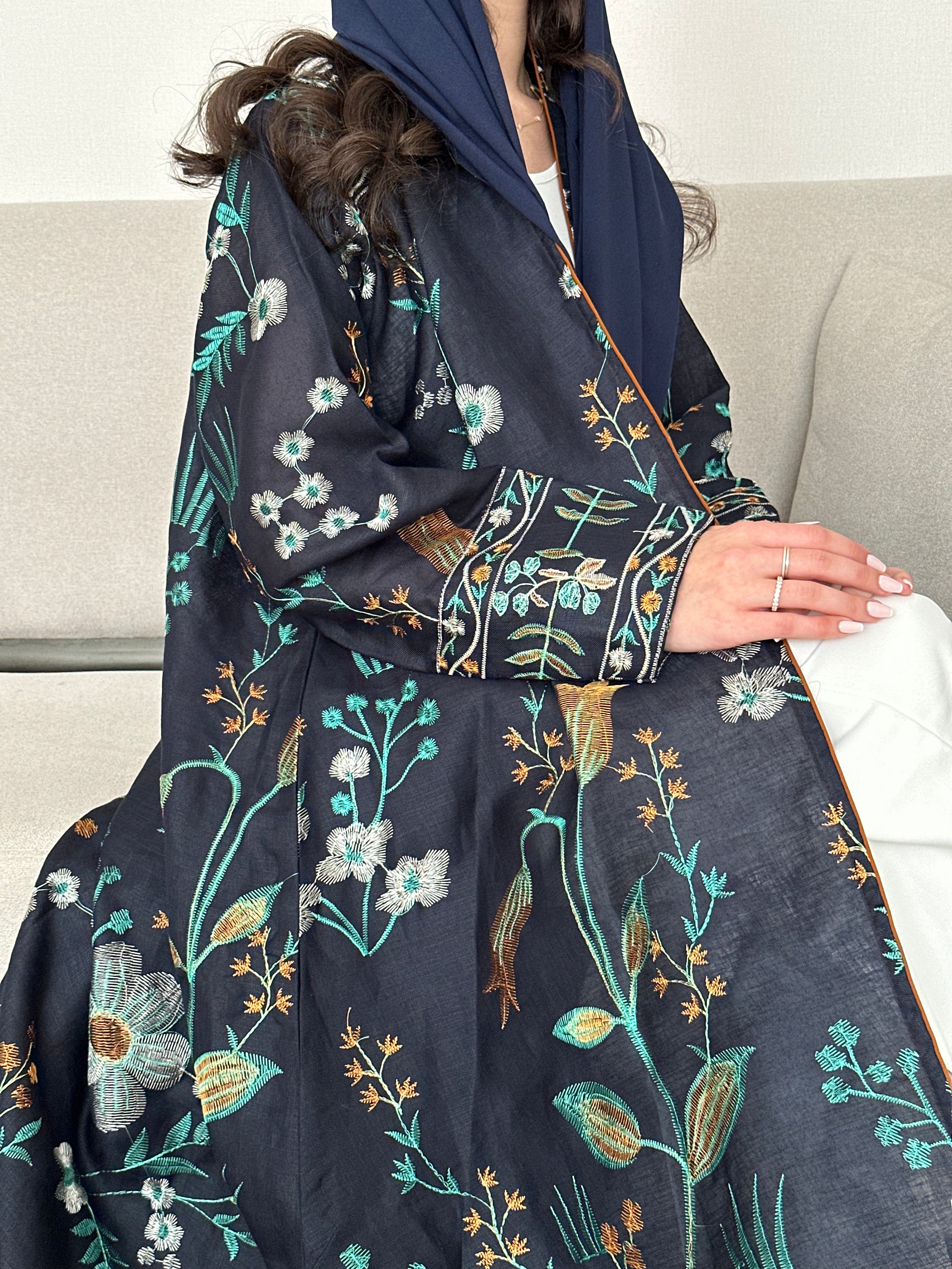 MW9261 - لنن هندي مطرز نص كلوش - موسم