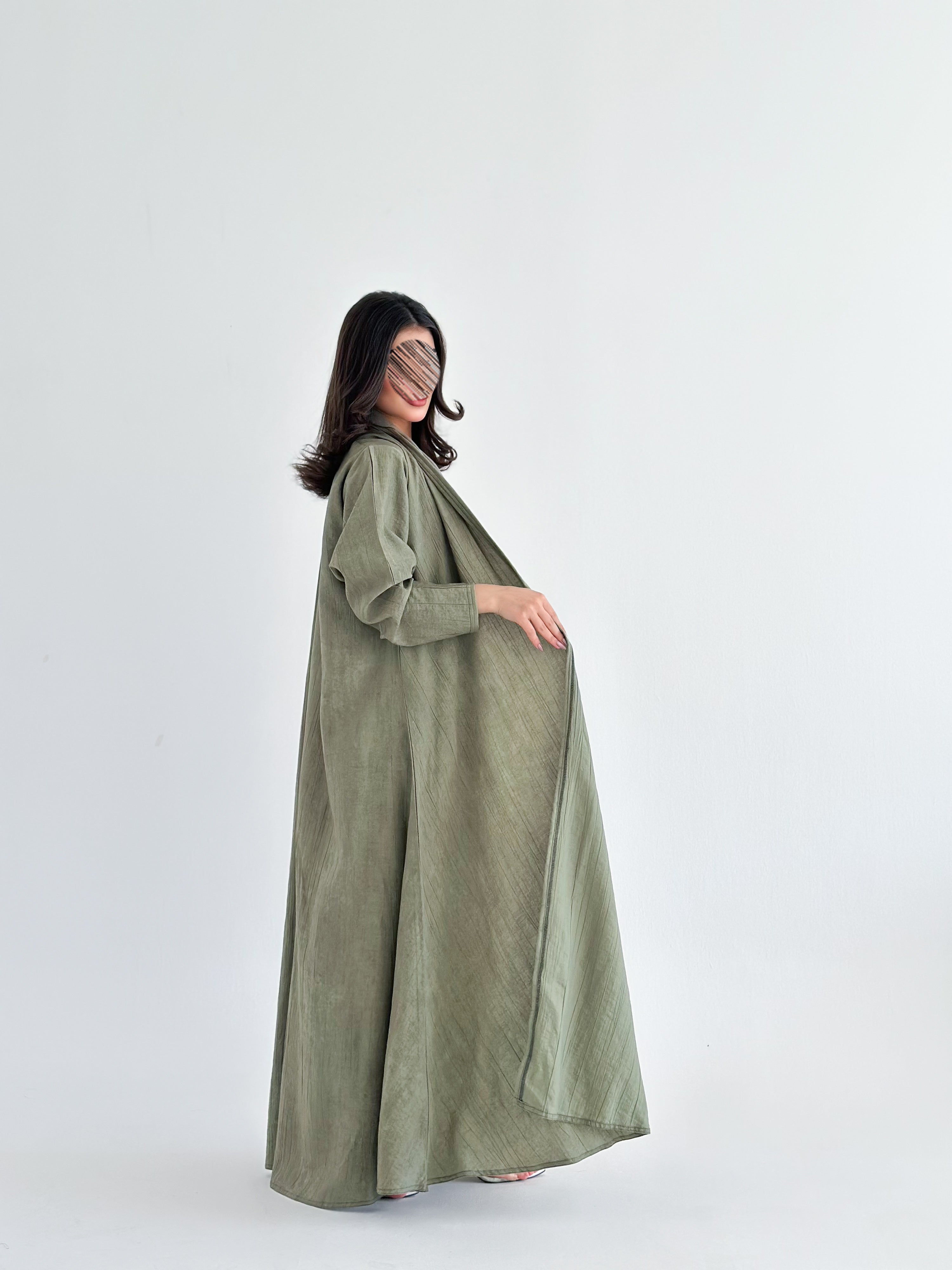 MWT2004 - عبايه لنن نص كلوش - Aya