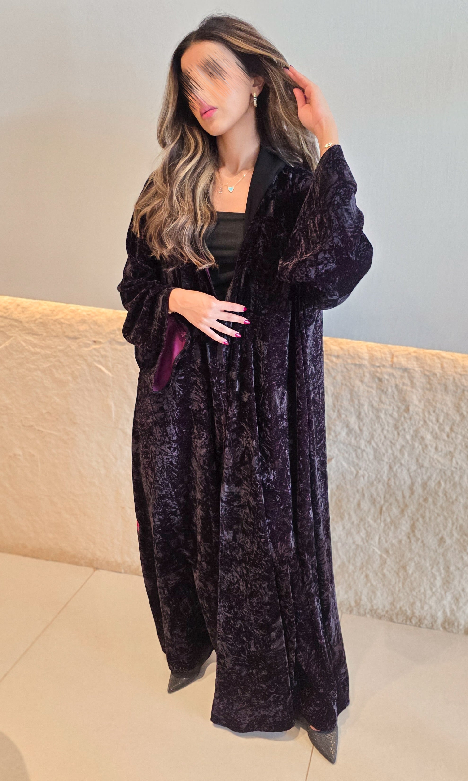 MW1771 - عباية مخمل مشجرة - Aya