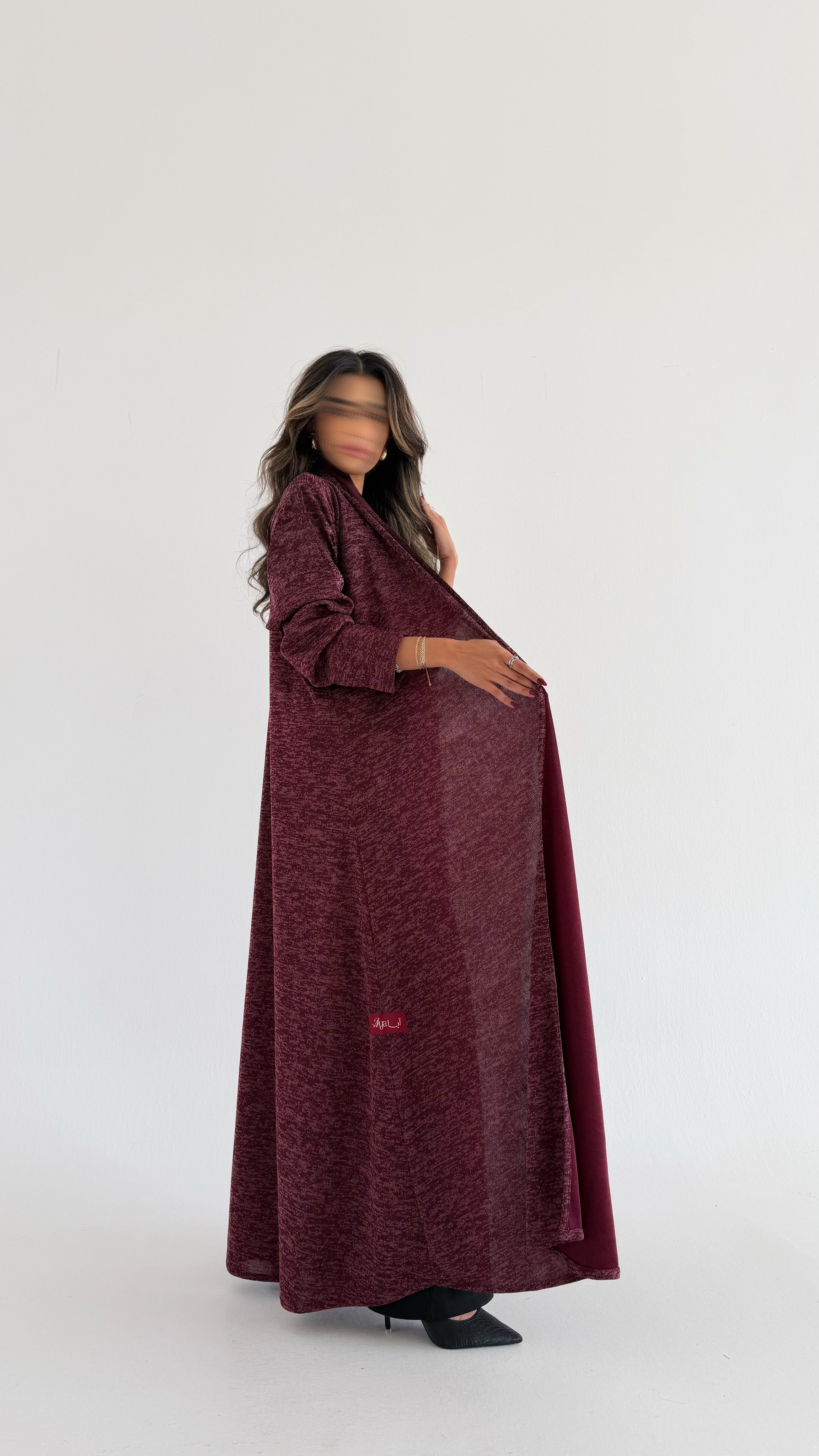 MWT588 - عباية ستريتش عنابي | Stretch abaya in burgundy - Aya