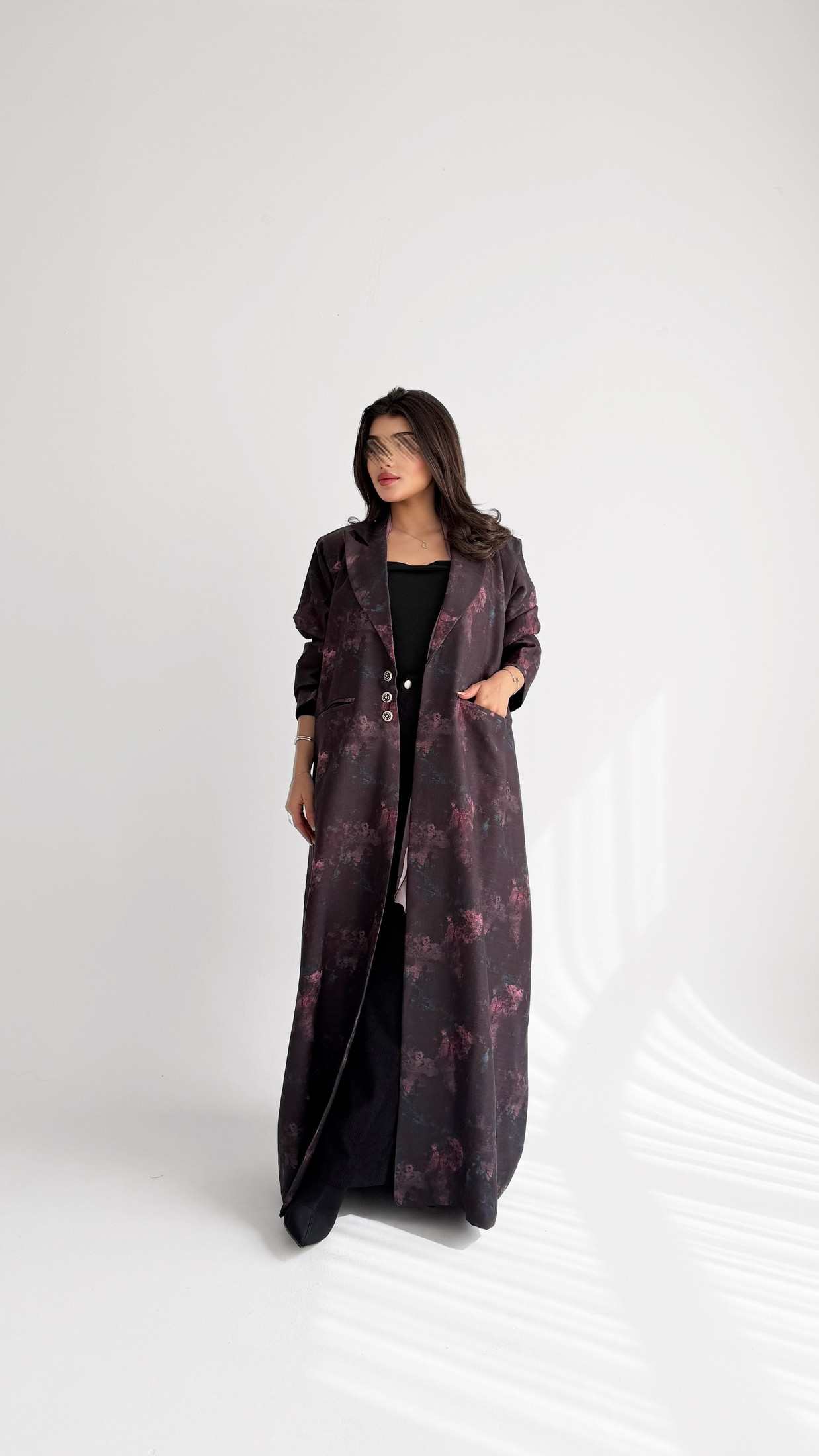 MWT1037 - عباية بليزر طباعة | Printed Blazer Abaya - Aya