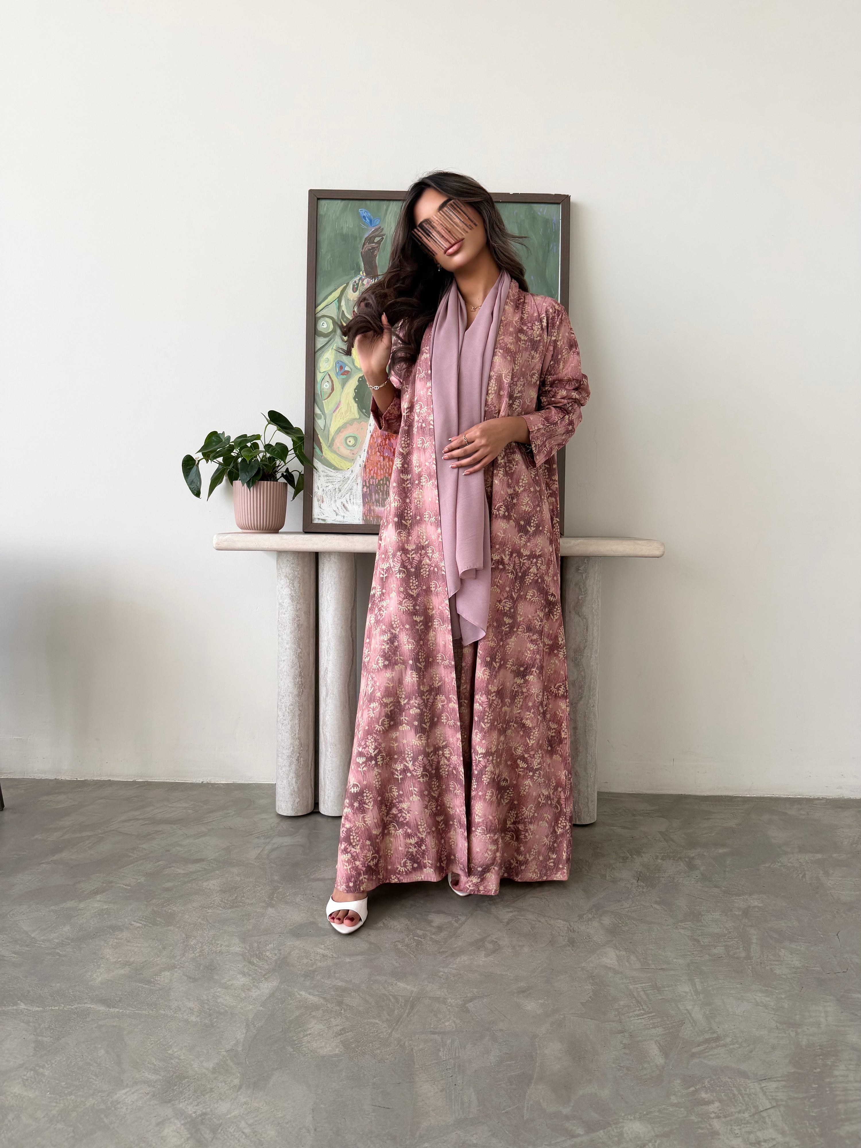 MWT773 - عباية زهرية مموجه - Aya