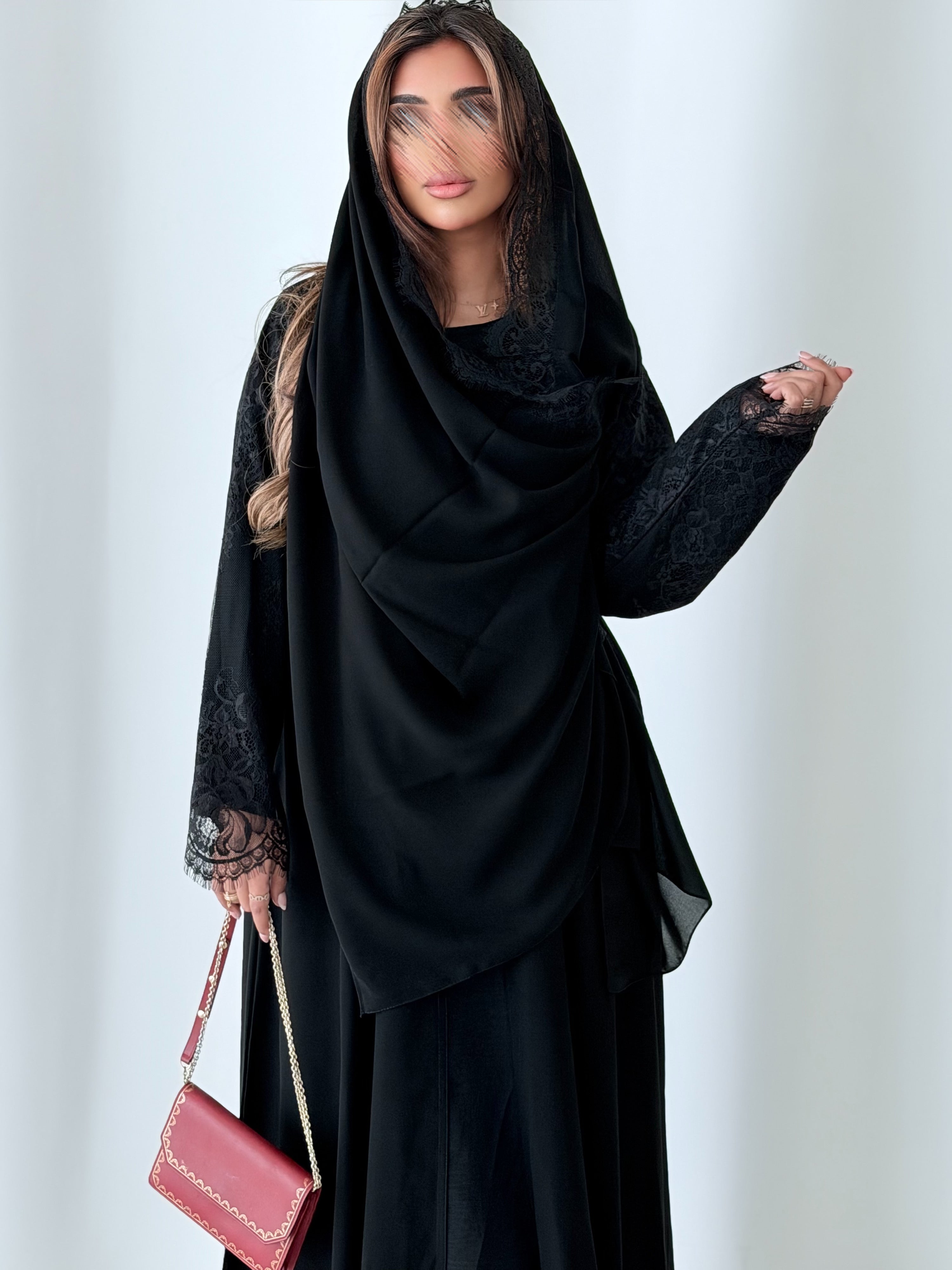 MWT5114 - قماش ملكي مع دانتيل كامل الأكمام والطرحة - Aya