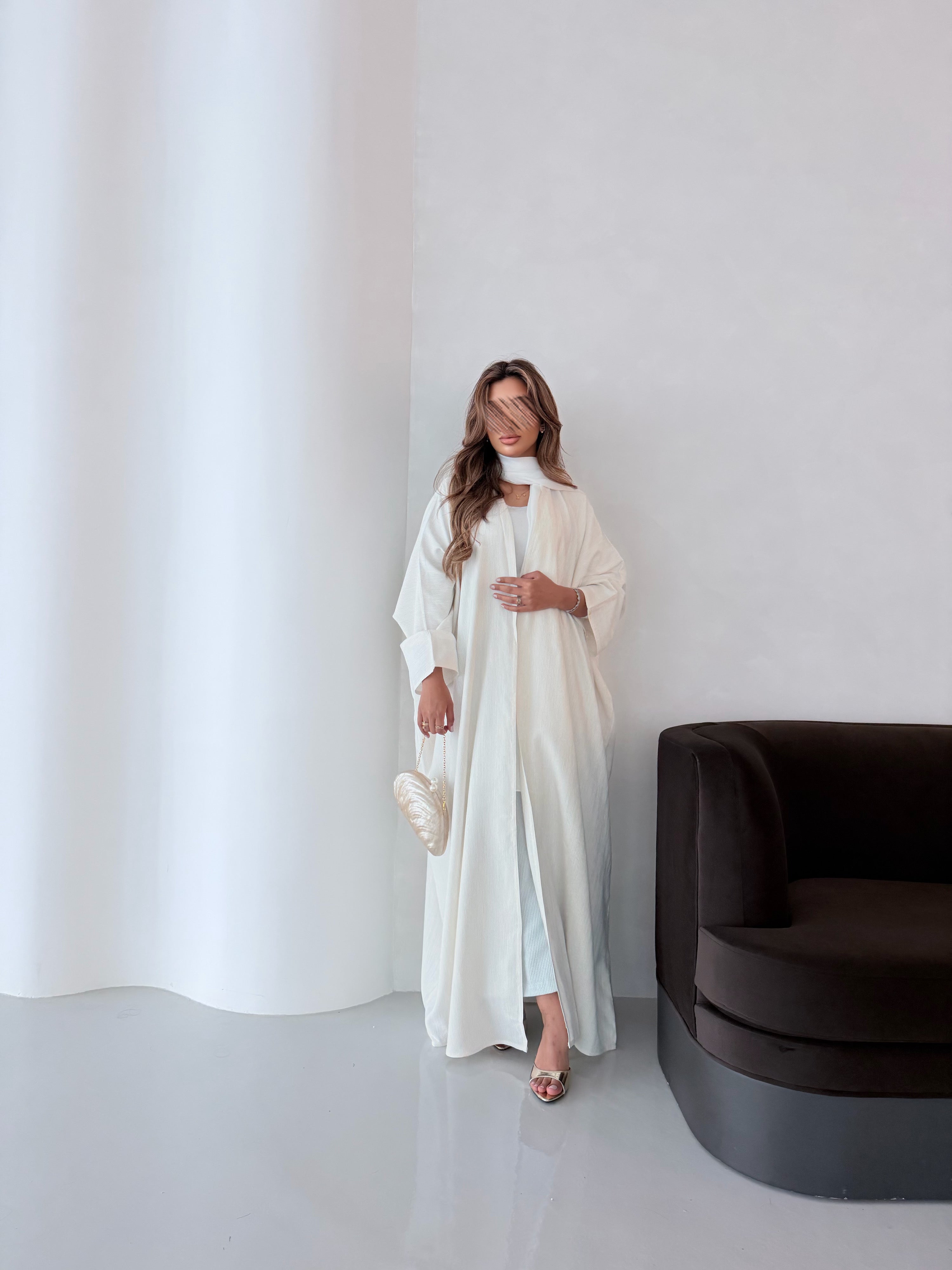 MWT5099 - قماش لينن اوف وايت مقلم - Aya