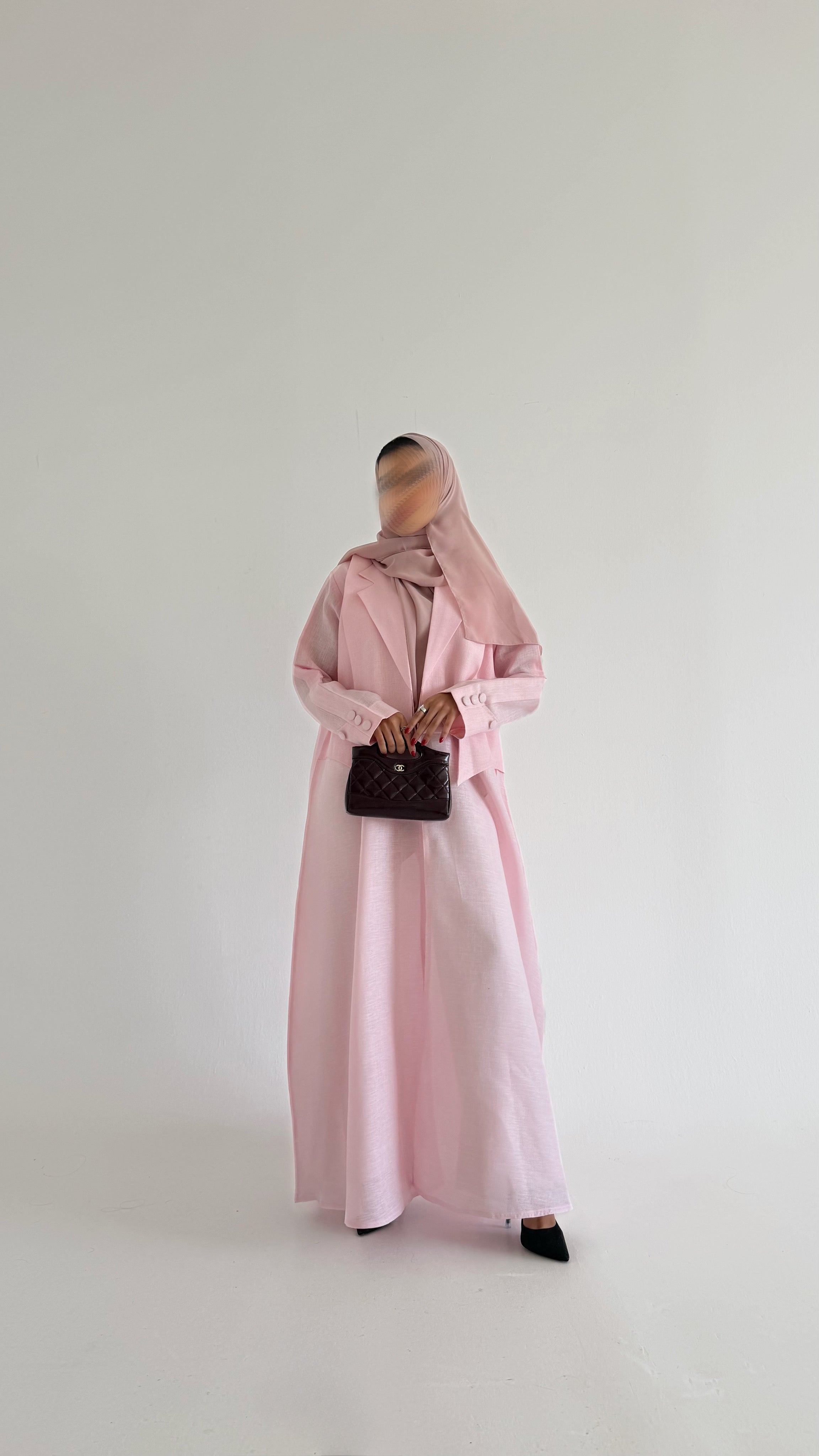 MW1502 - عباية لنن بيبي بنك صيفية