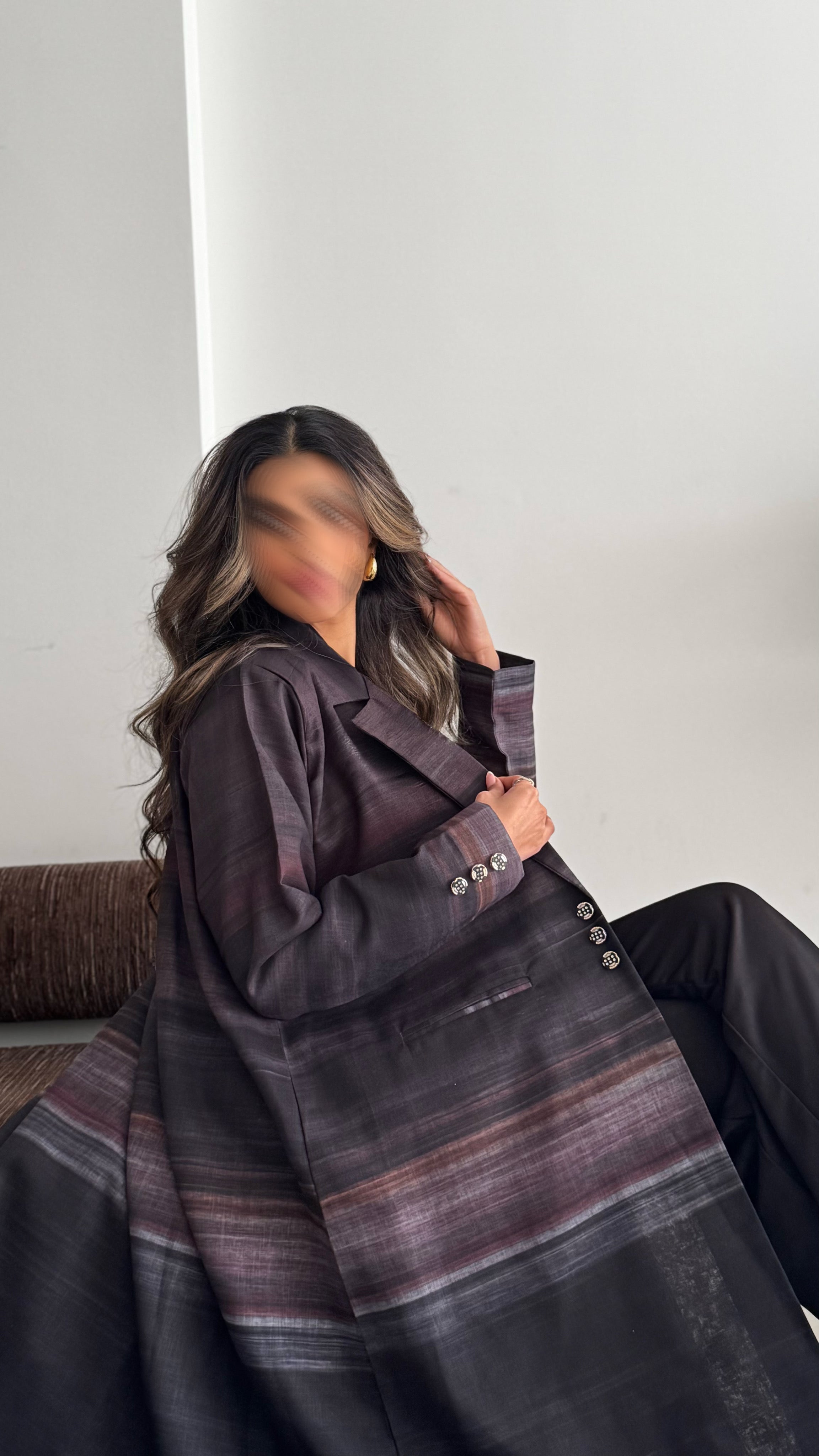 MWT840 - عباية بليزر طباعة | Printed Blazer Abaya - Aya