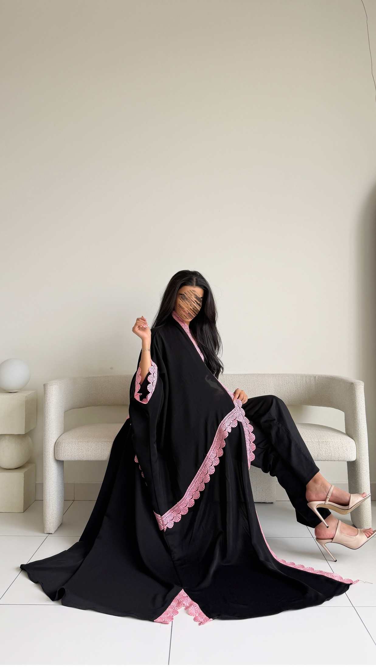 MW2163 -عبايه كريب مع اضافه كلفه مميزه وحصرية - Aya