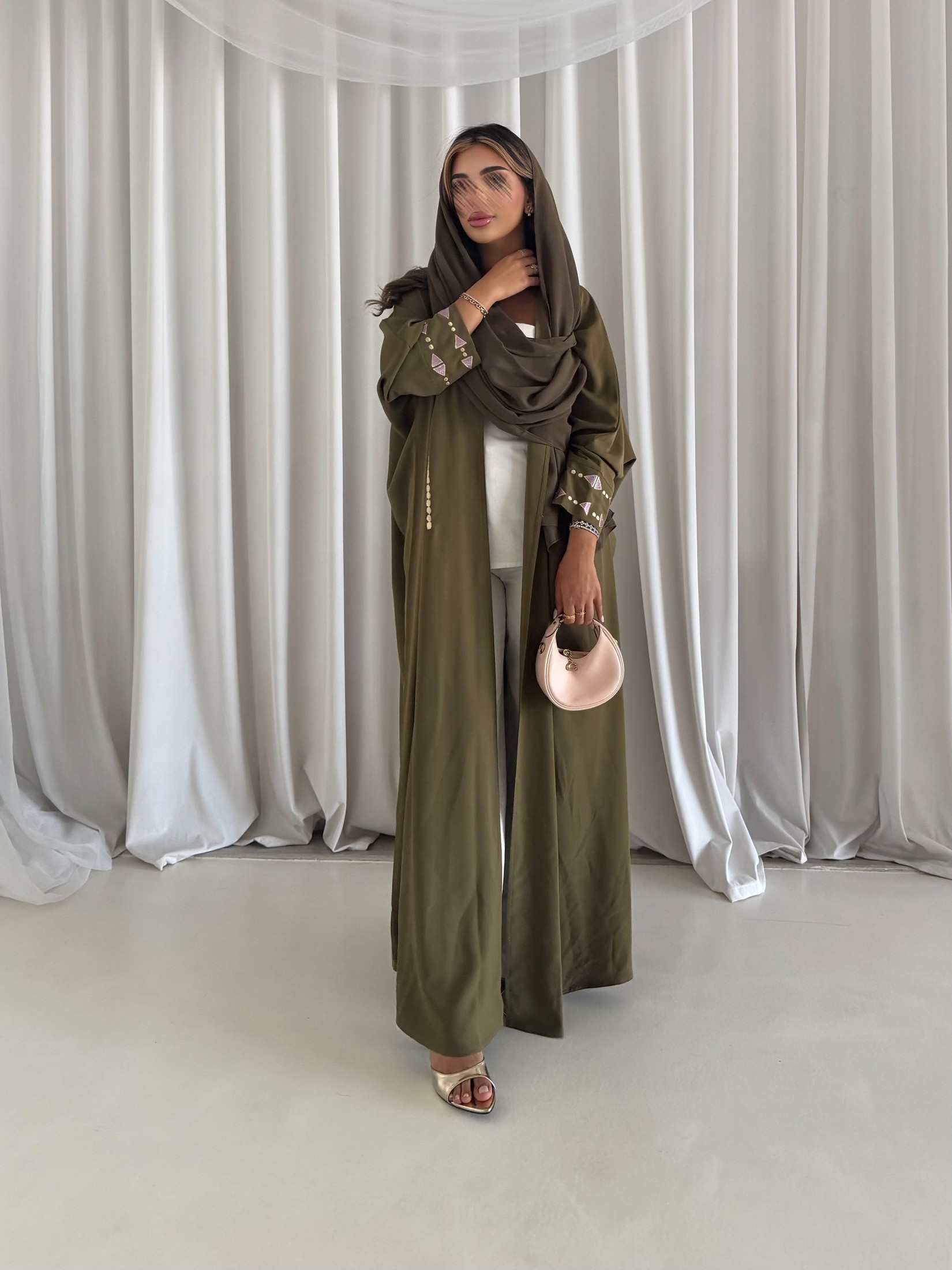 MWT2113 - Crepe Abaya with Front Embroidery - Aya