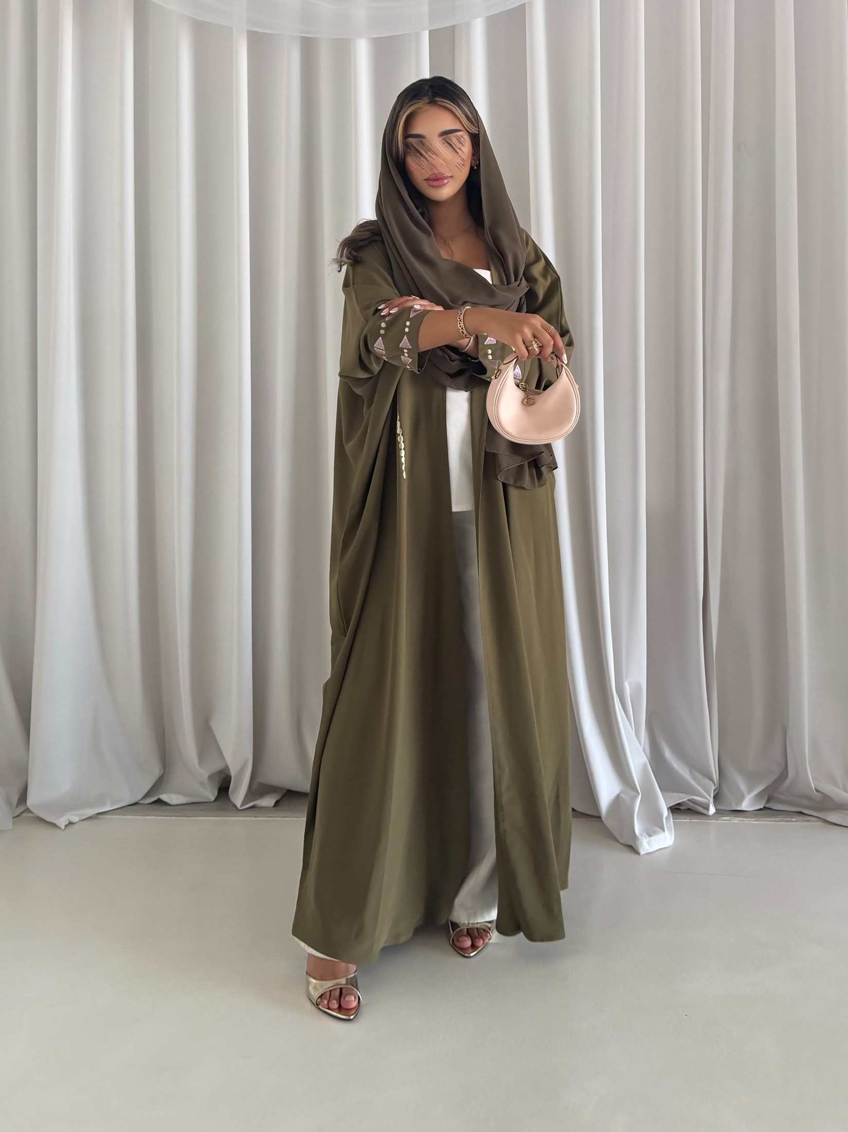 MWT2113 - Crepe Abaya with Front Embroidery - Aya