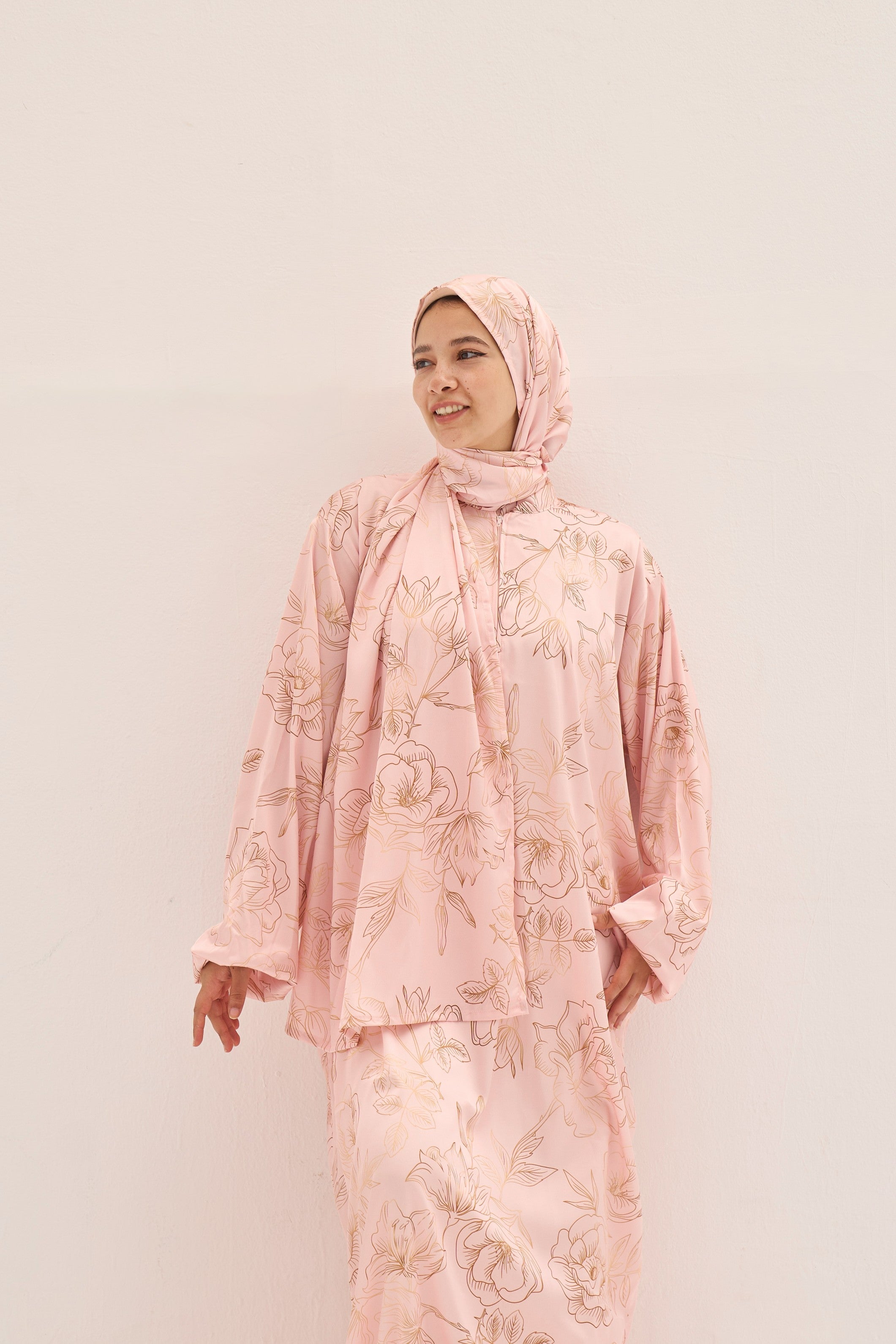 Flowers in Rose Gold Prayer Dress - Aya