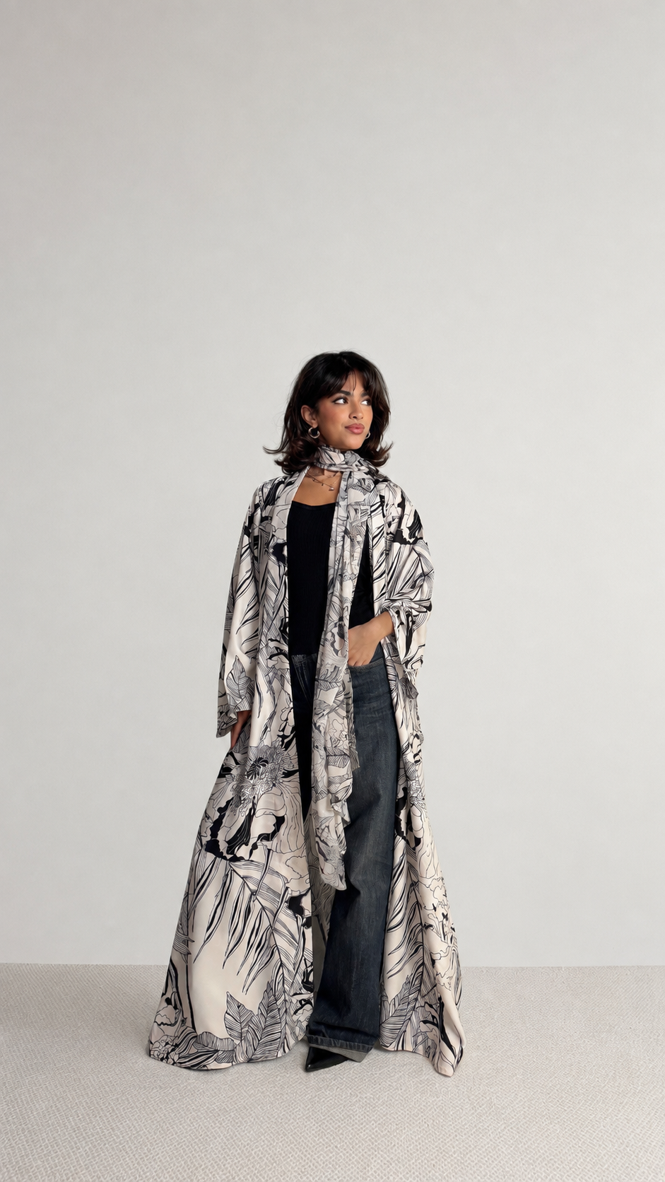 MW2208 - عباية طباعة | Printed Abaya - Aya