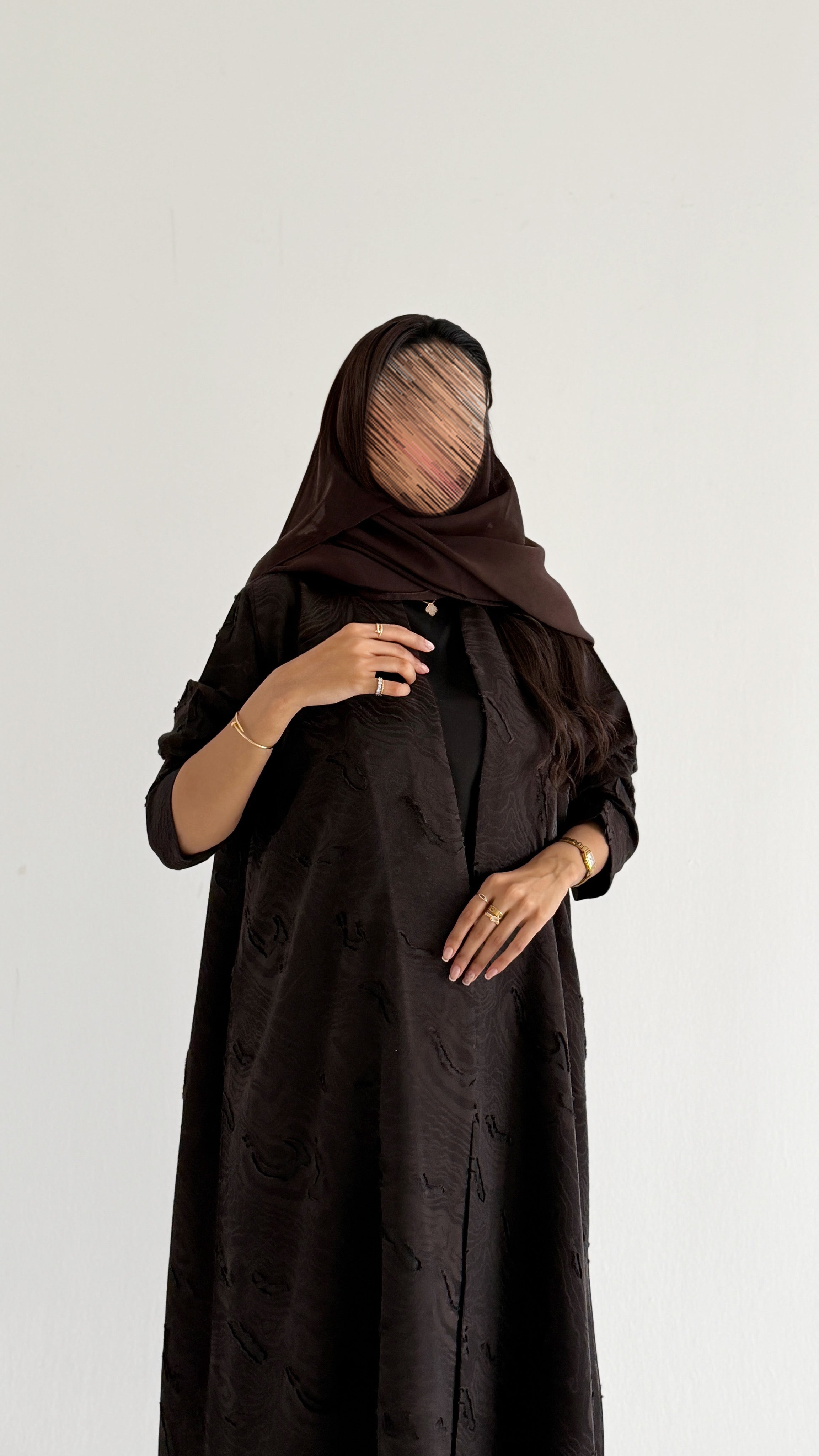 MW2145 - عباية جاكار نص كلوش بزخارف راقي وحصرية - Aya