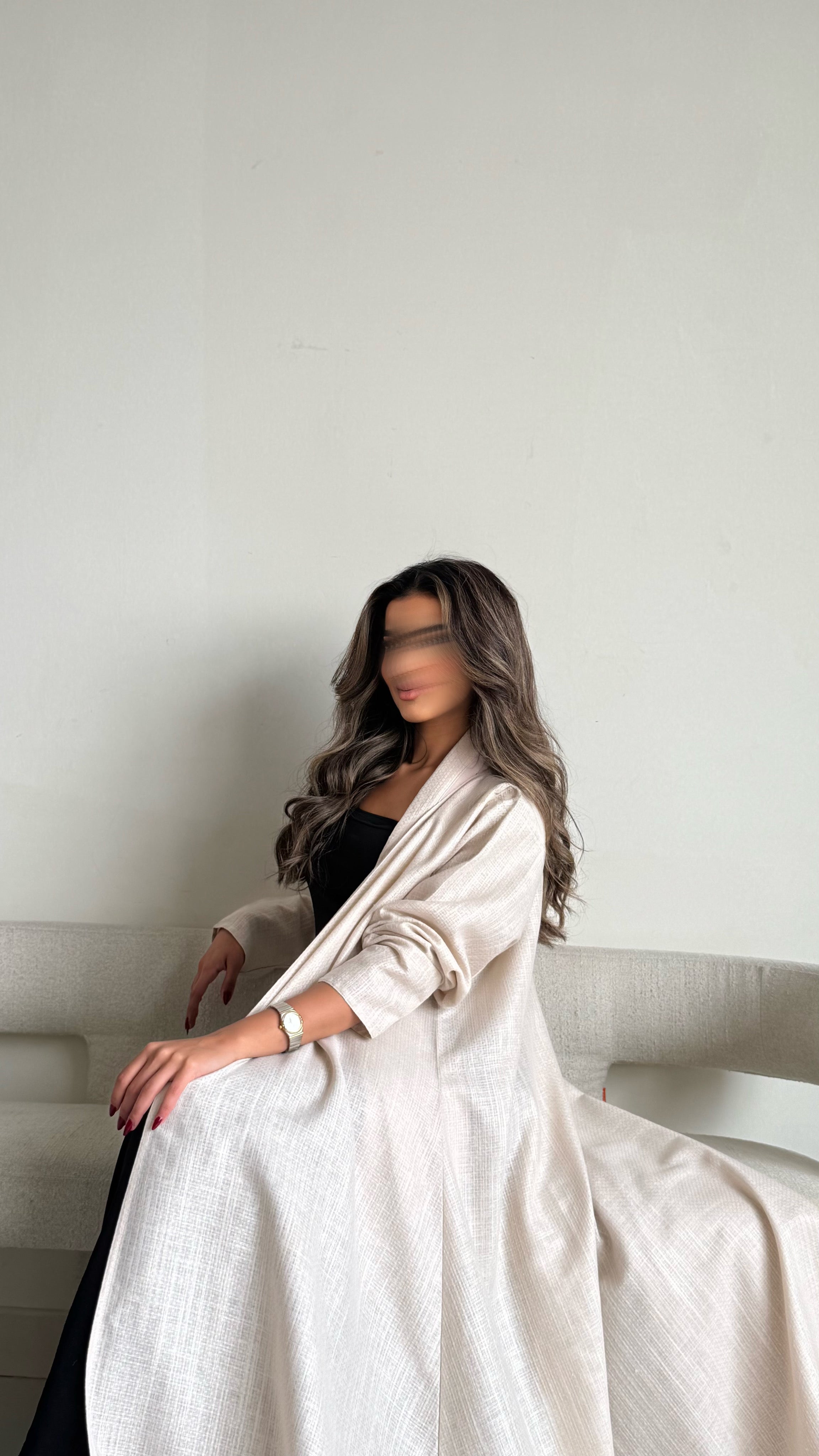 MWT316 - عبايه بيج لنن - Aya
