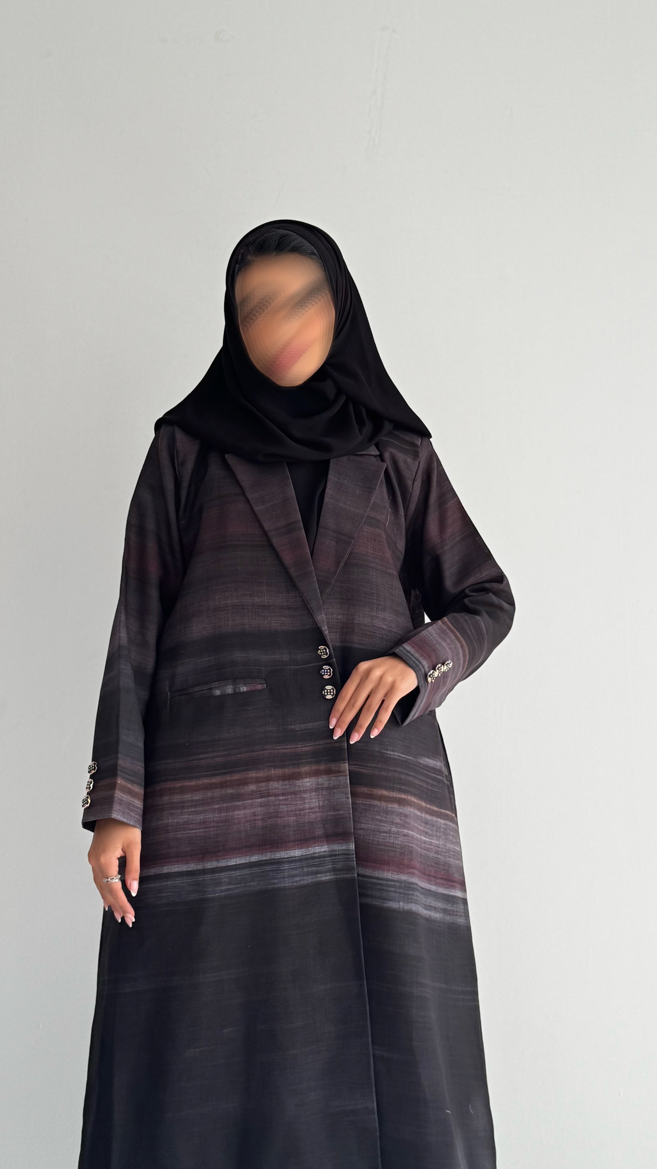 MWT840 - عباية بليزر طباعة | Printed Blazer Abaya - Aya