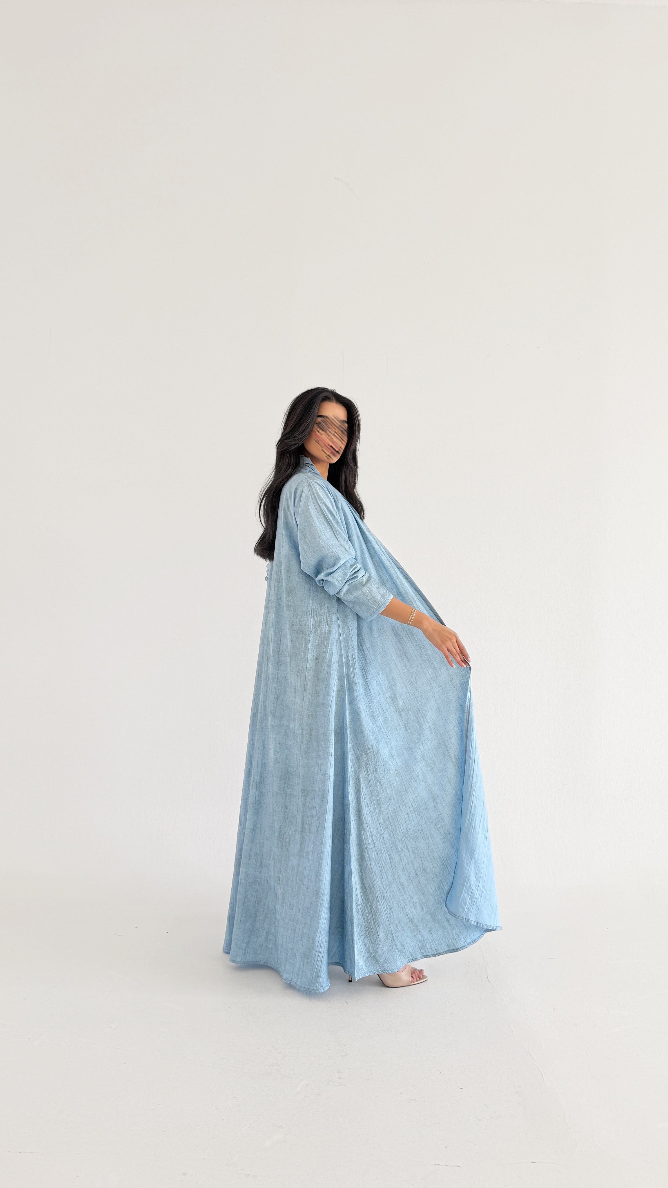 MWT2003 - عبايه لنن نص كلوش - Aya