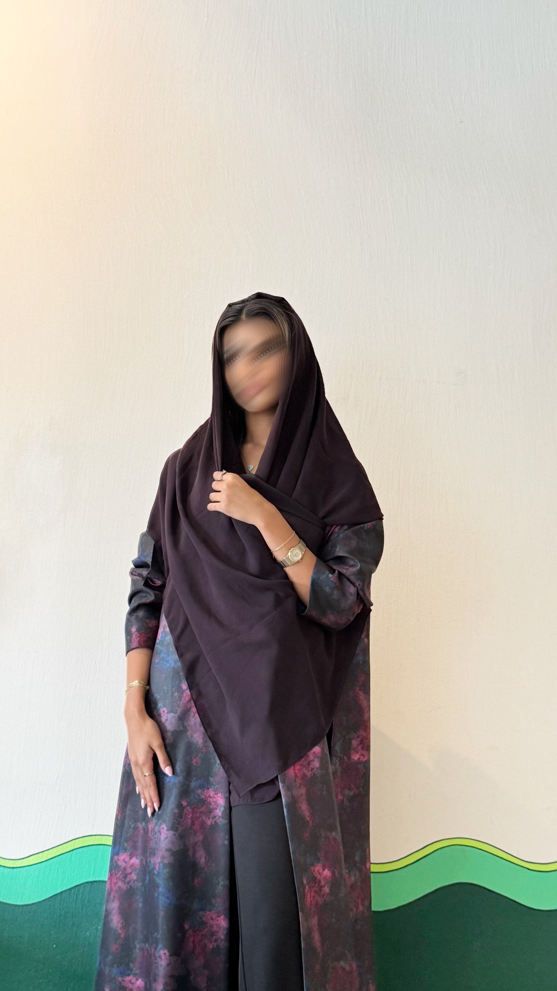 MWT385 - عباية اسود ملون