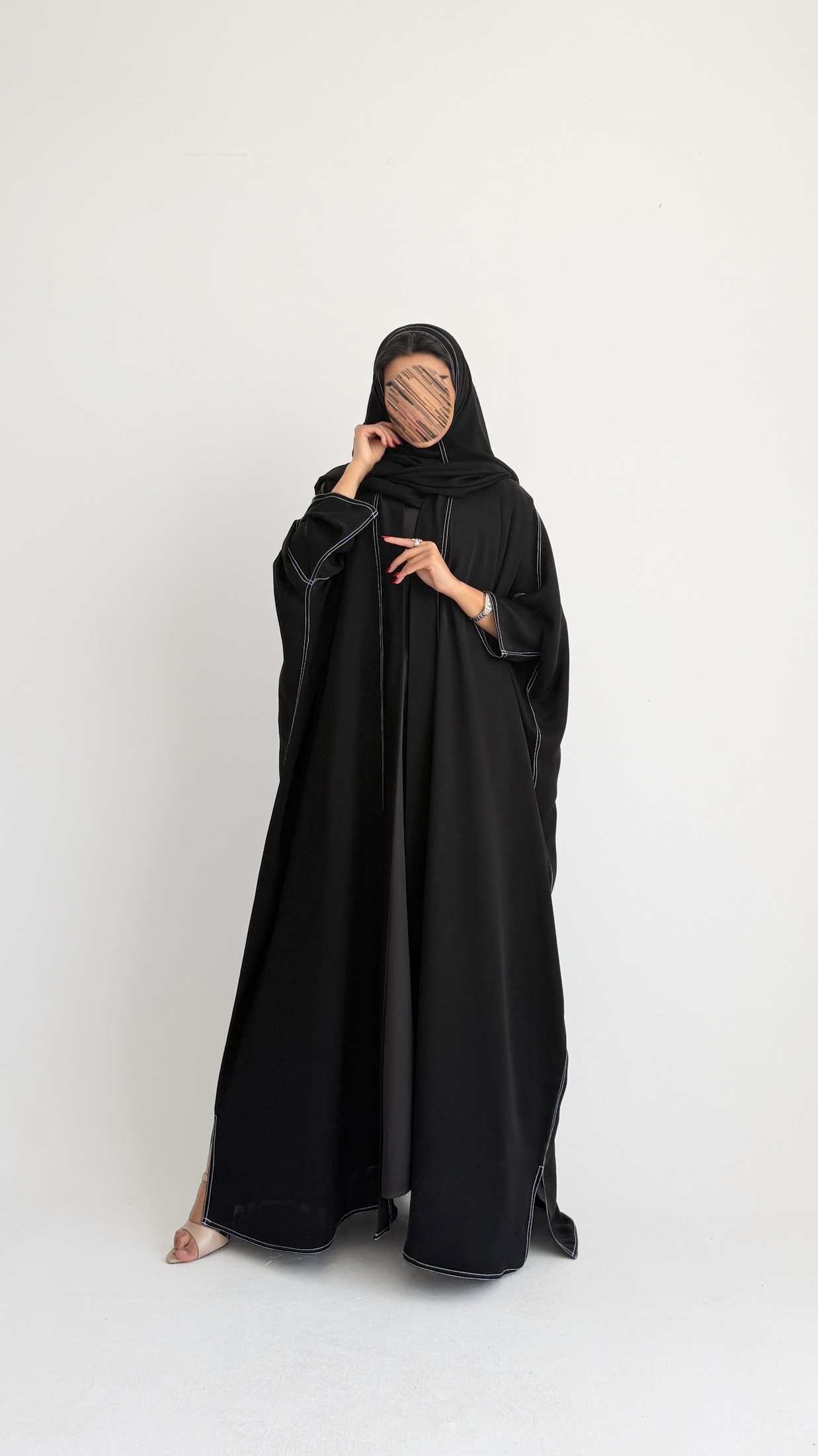 MW2200 - عبايه كريب نص بشت بقصه راقية وحصري - Aya