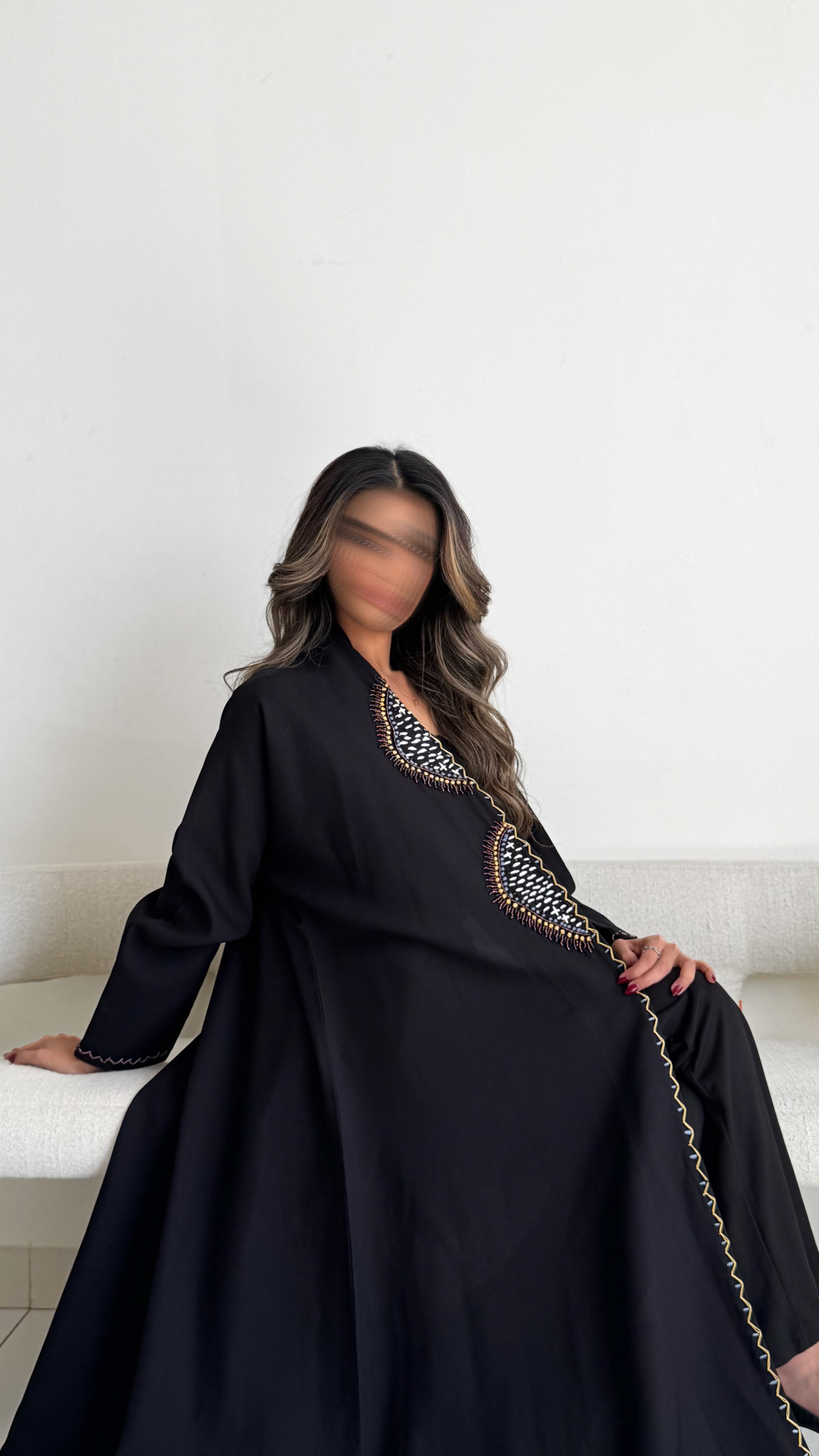 MWT637 - عباية اسود تطريز وشك - Aya