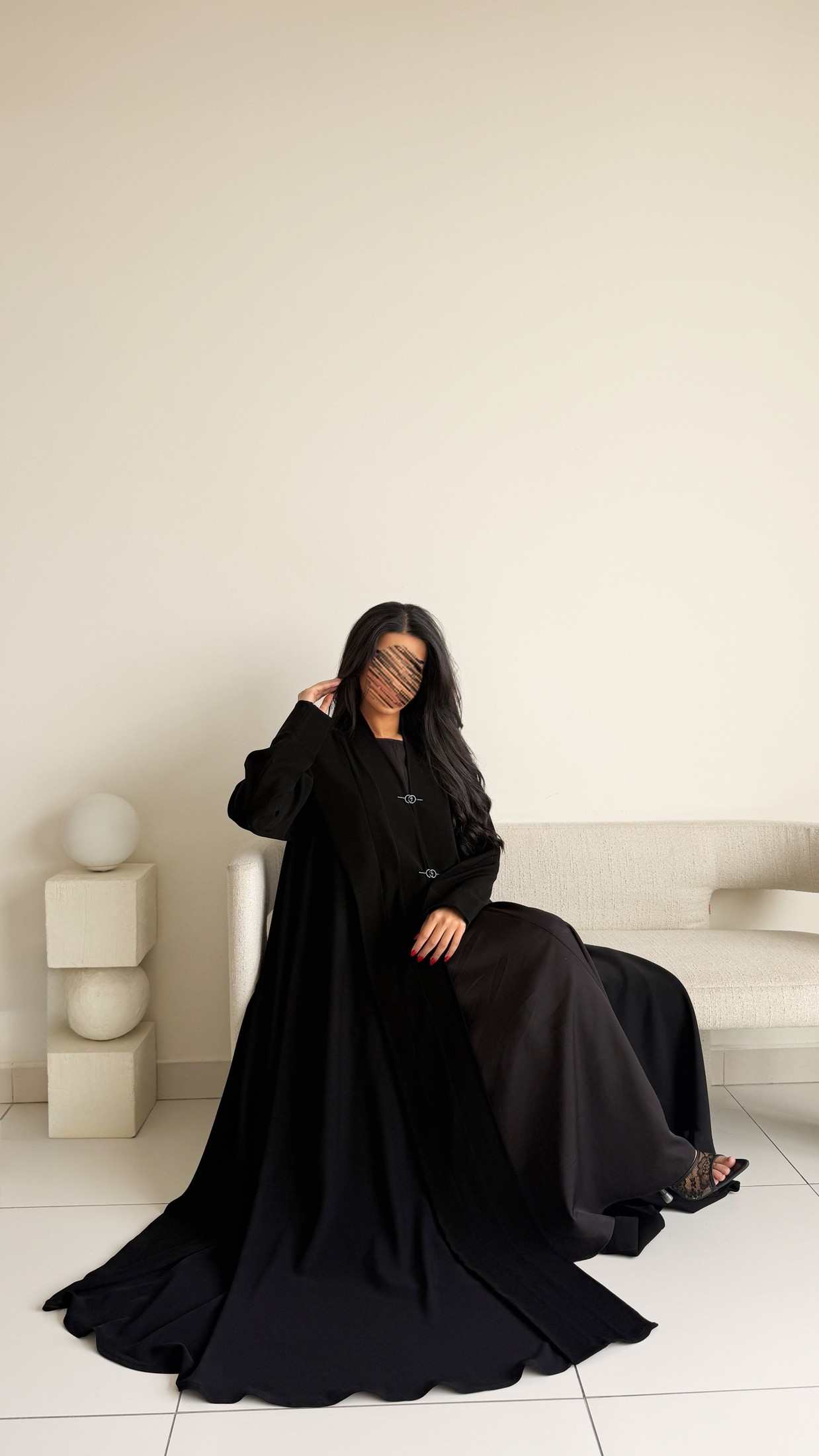 ATM001- عباية دبل كلوش قماش نواعم الكوري - Aya