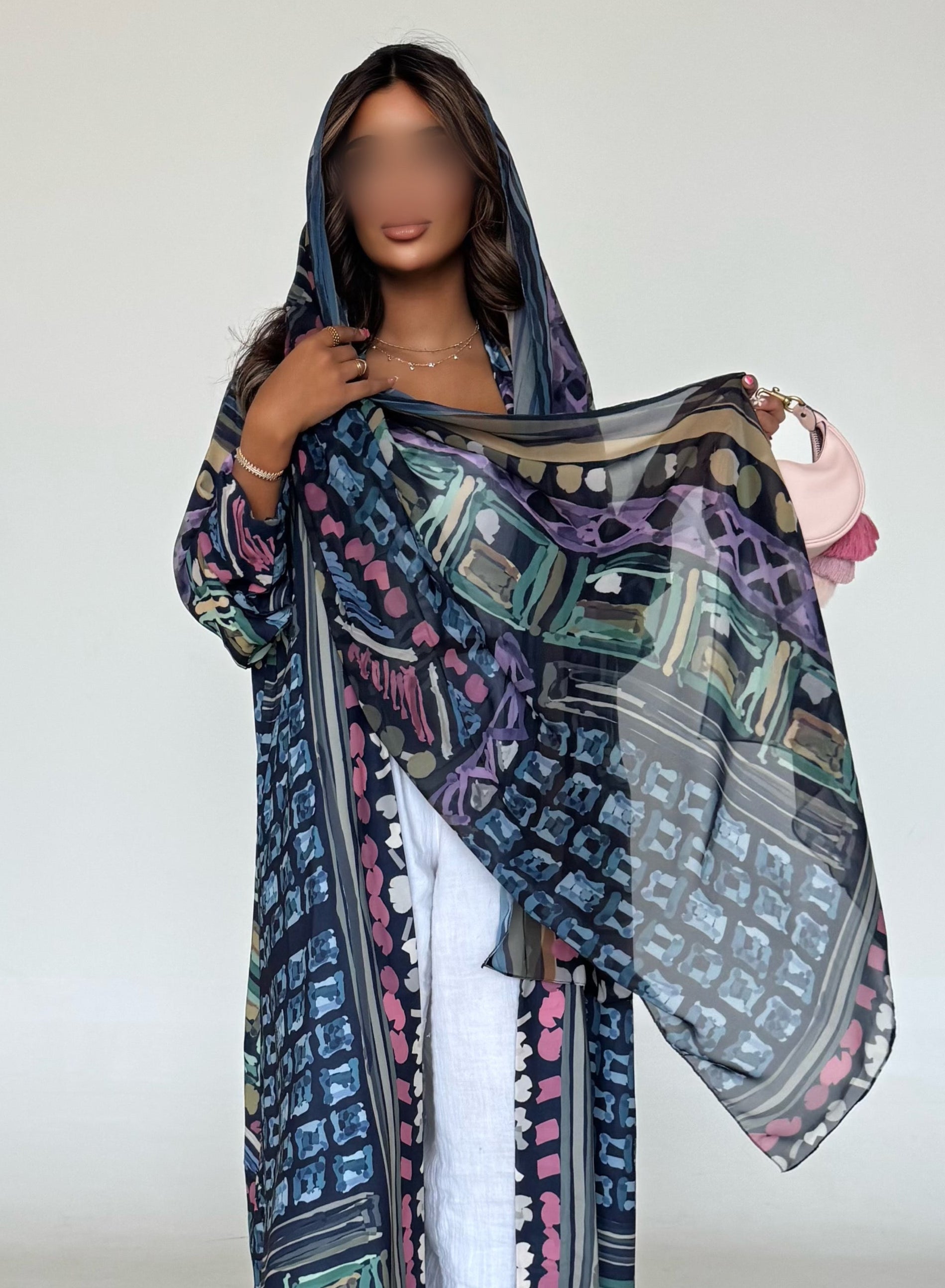 MW645 - Light Crepe Standing with Jacquard Half-Cloche