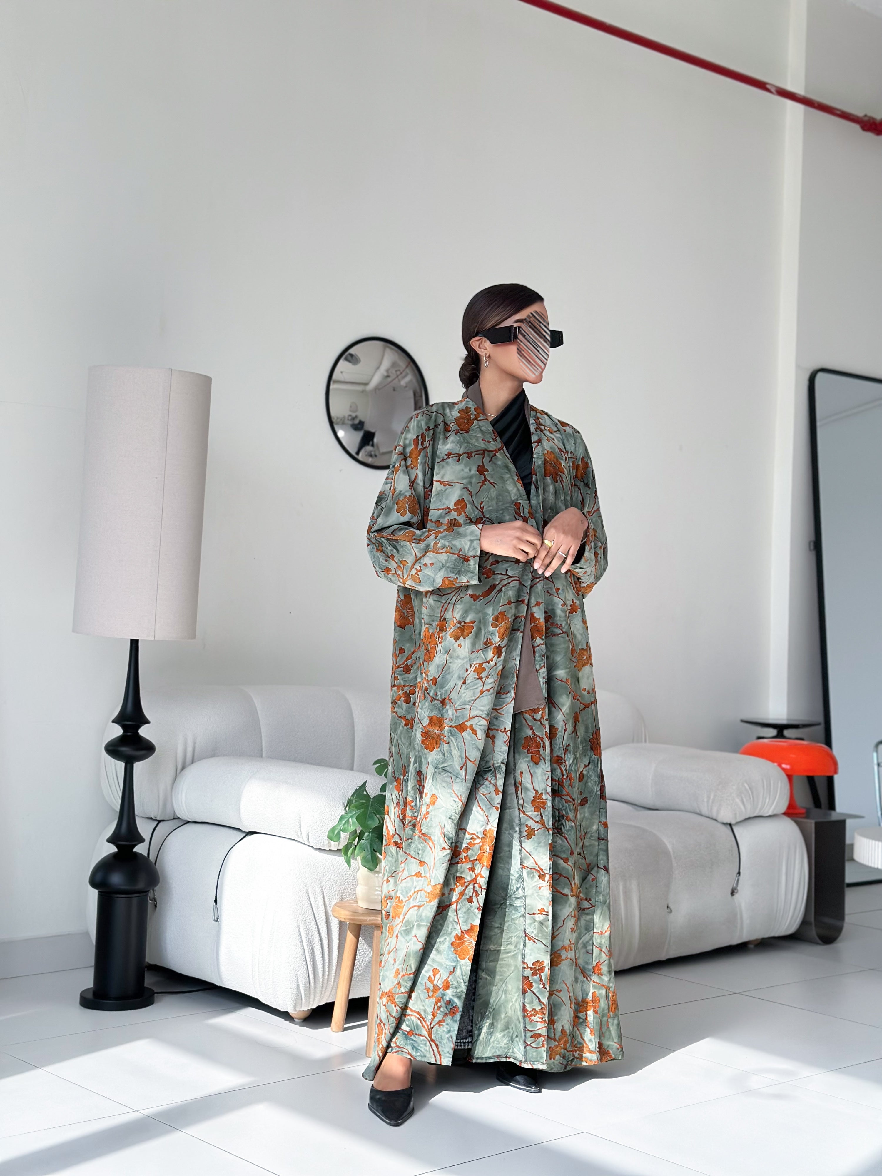 MWT610 - عبايه تولين اخضر - Aya